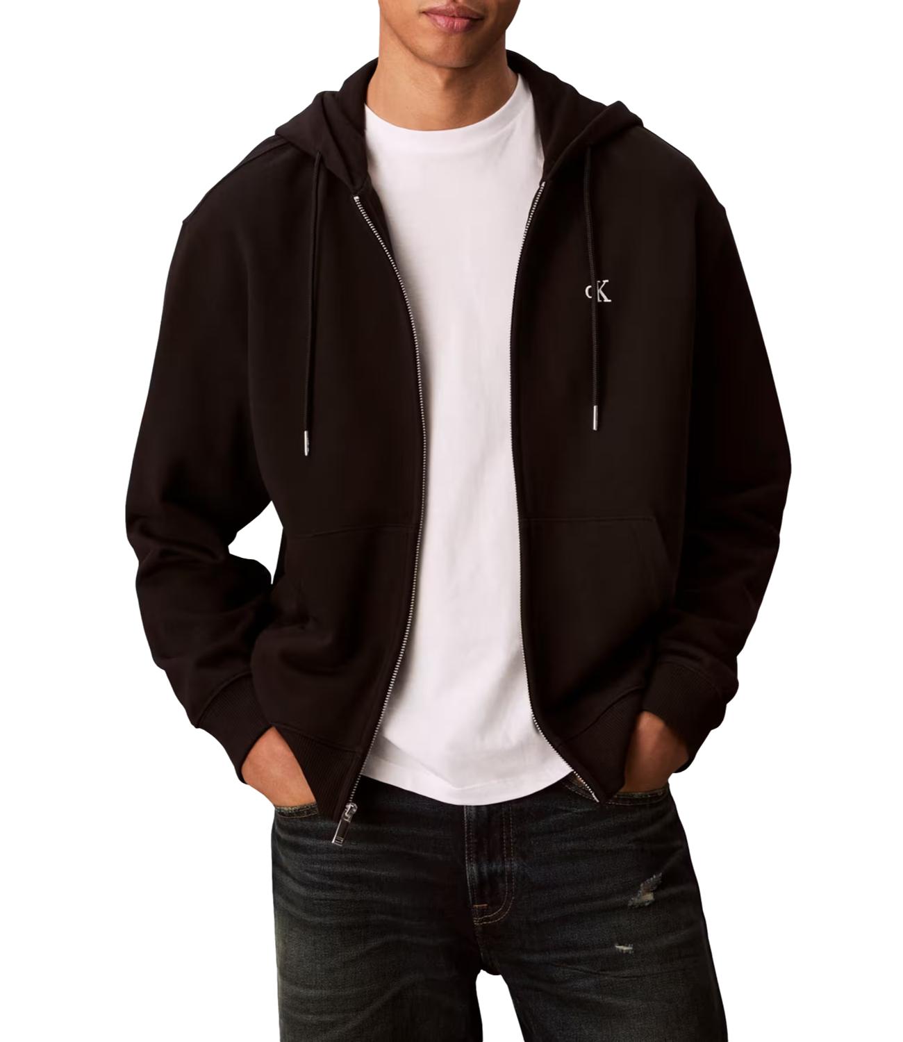 Felpa Calvin Klein nera con zip e cappuccio