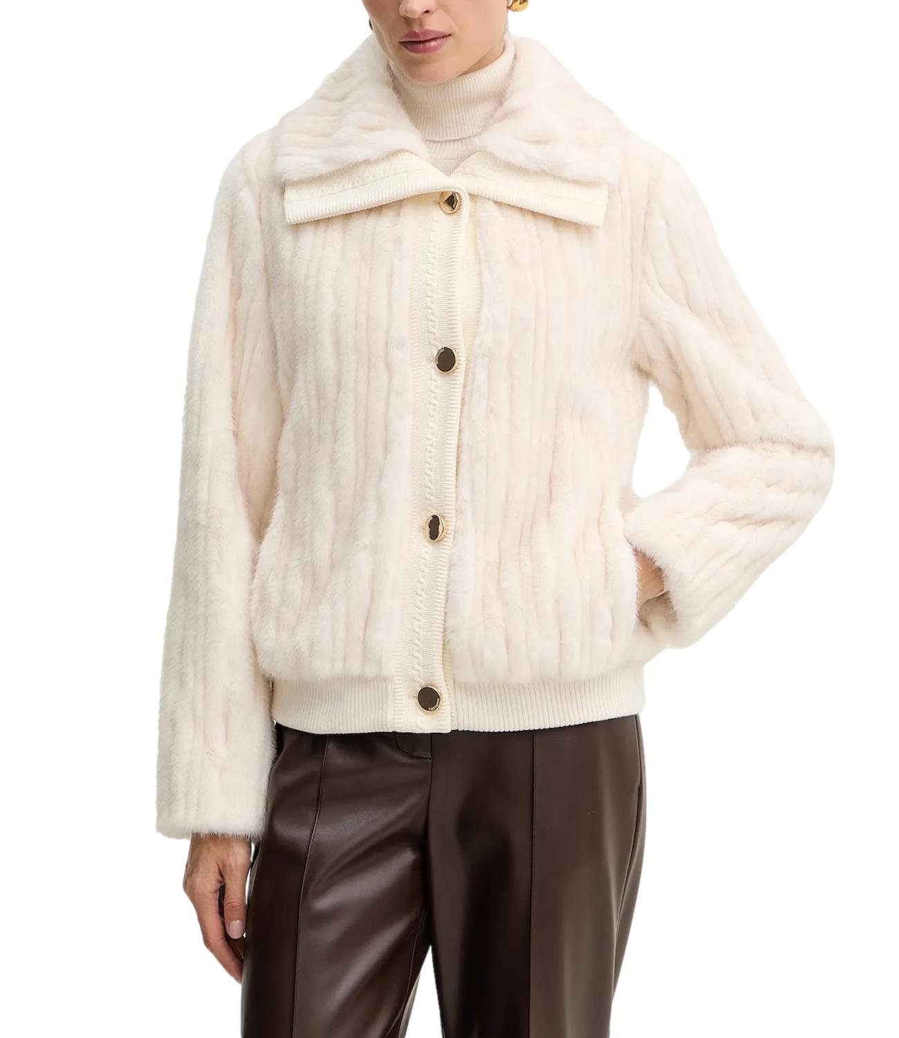 Fracomina Pelliccia Fake fur coat Crema Donna