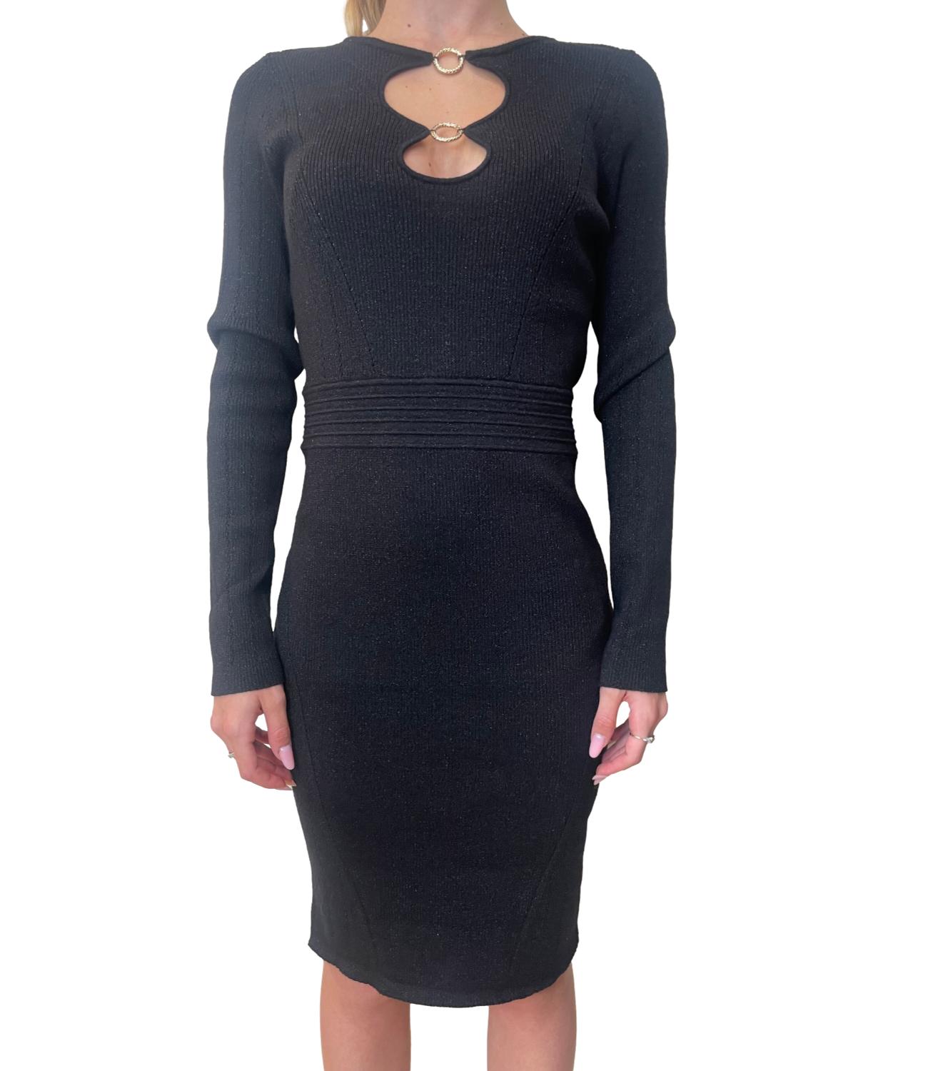 Fracomina Abito Lurex Nero Donna