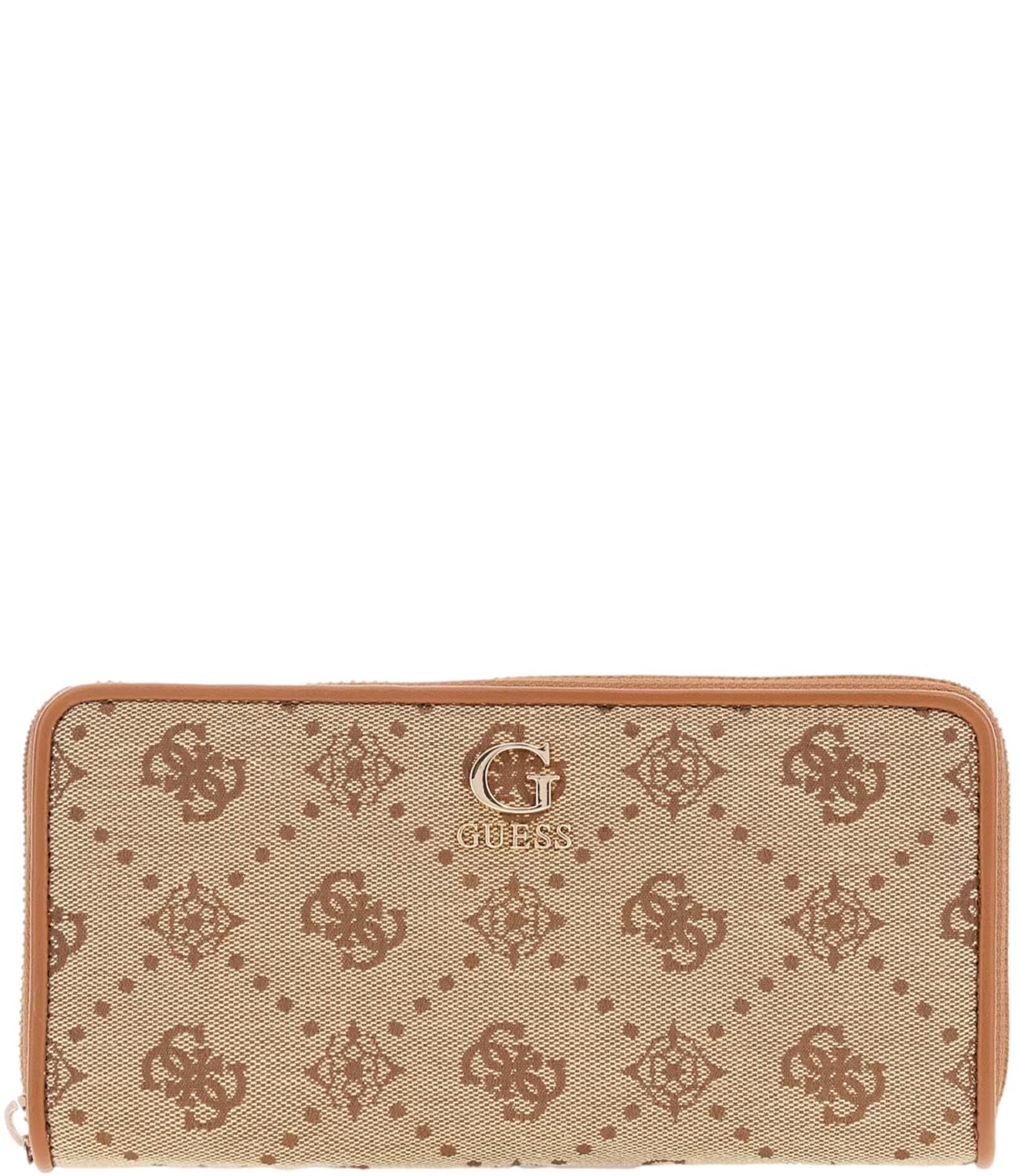 Guess Portafoglio Neda Slg Large Zip Around Latte Donna