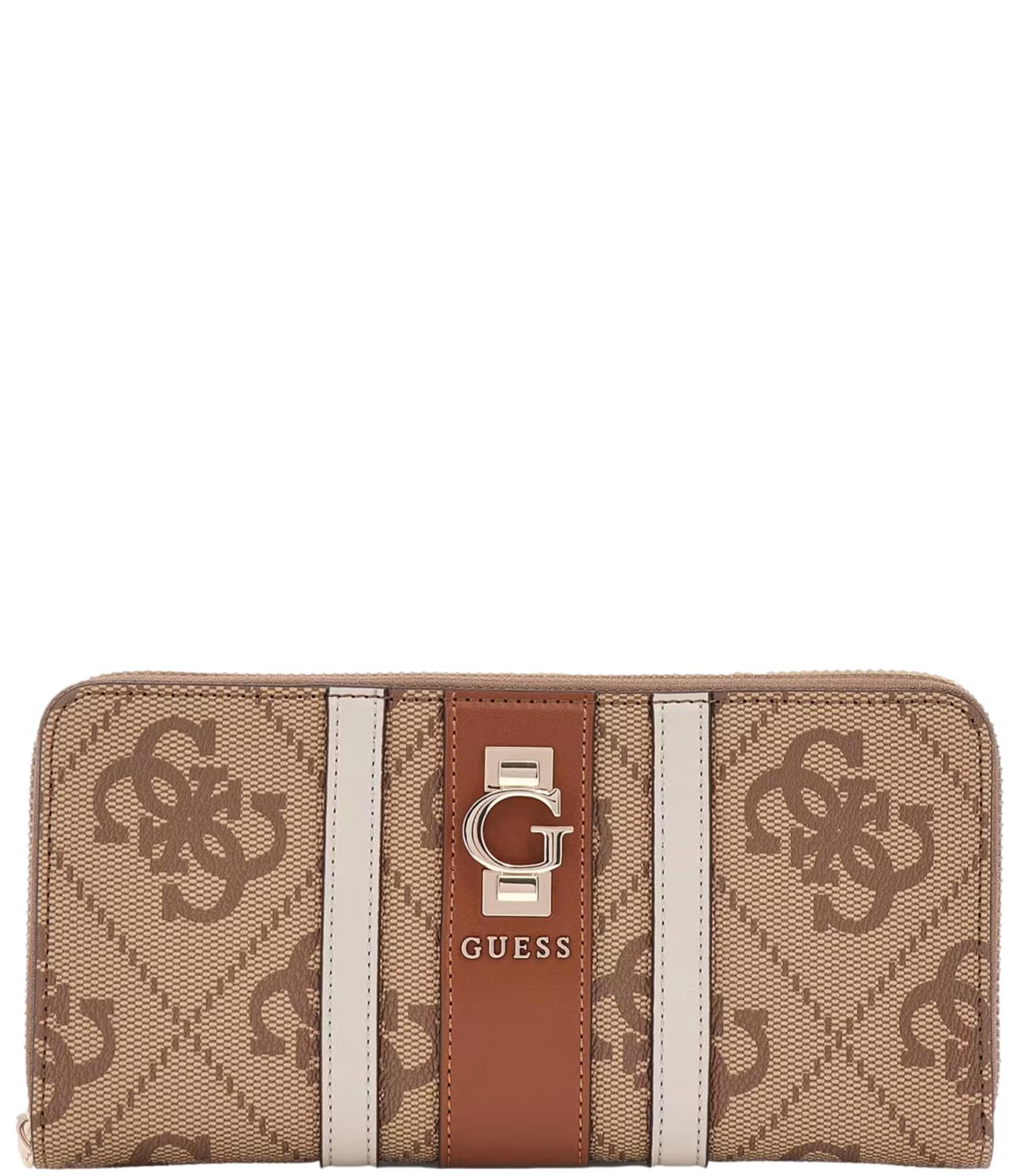 Guess Portafoglio Erenia Slg Large Zip Around Latte Donna