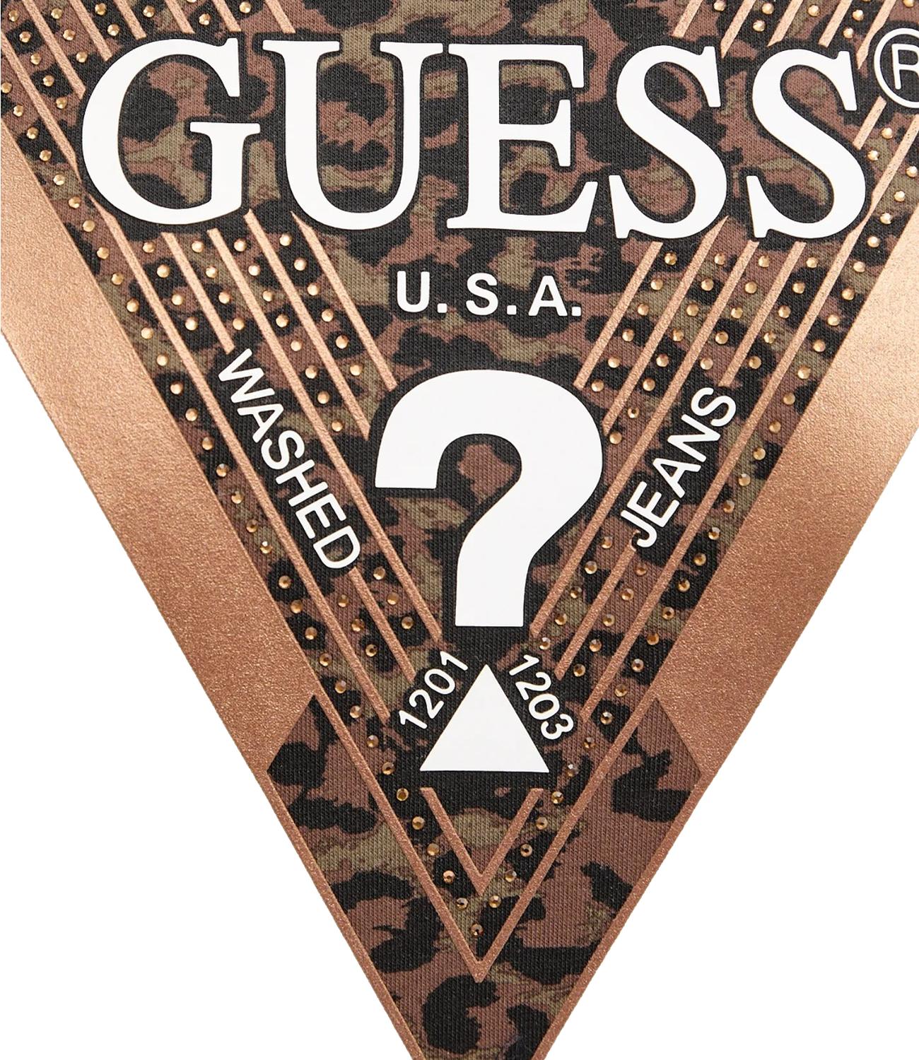 Guess T-shirt Ss Cn Leo Triangle Tee Beige Donna
