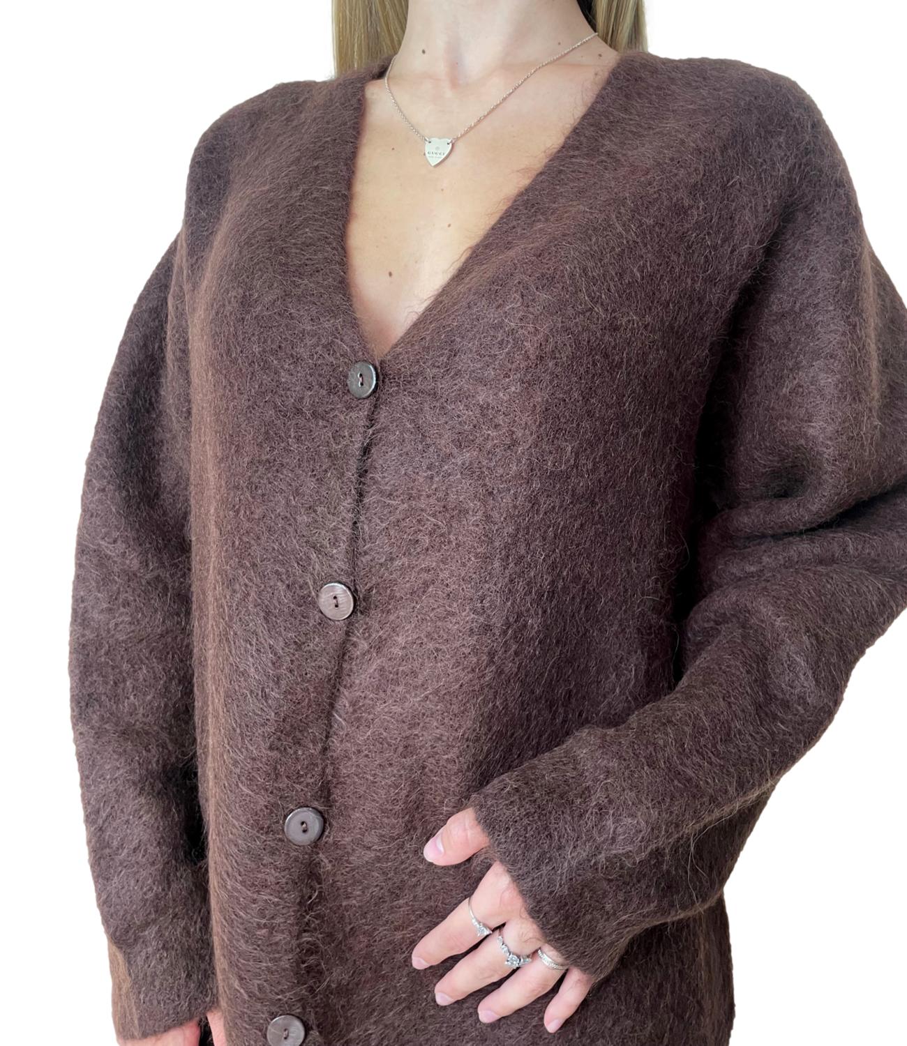 Kontatto Cardigan Lungo Mogano Donna