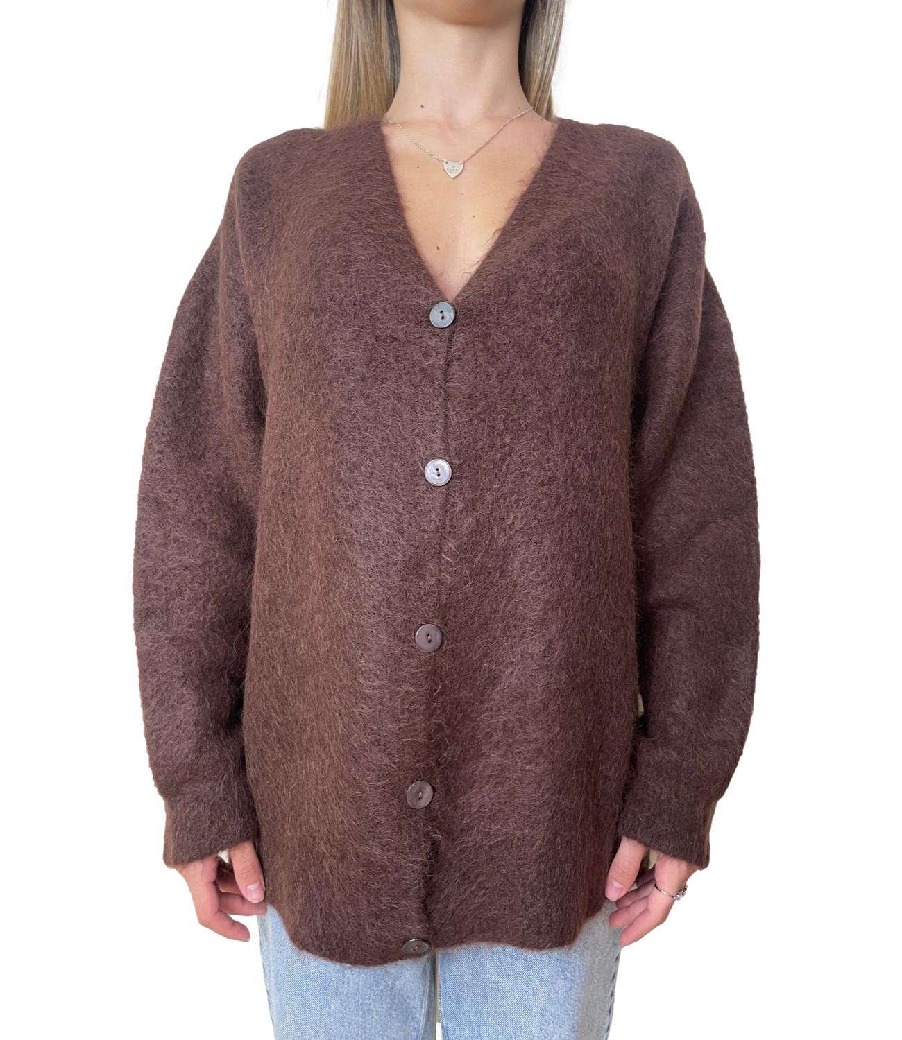 Kontatto Cardigan Lungo Mogano Donna