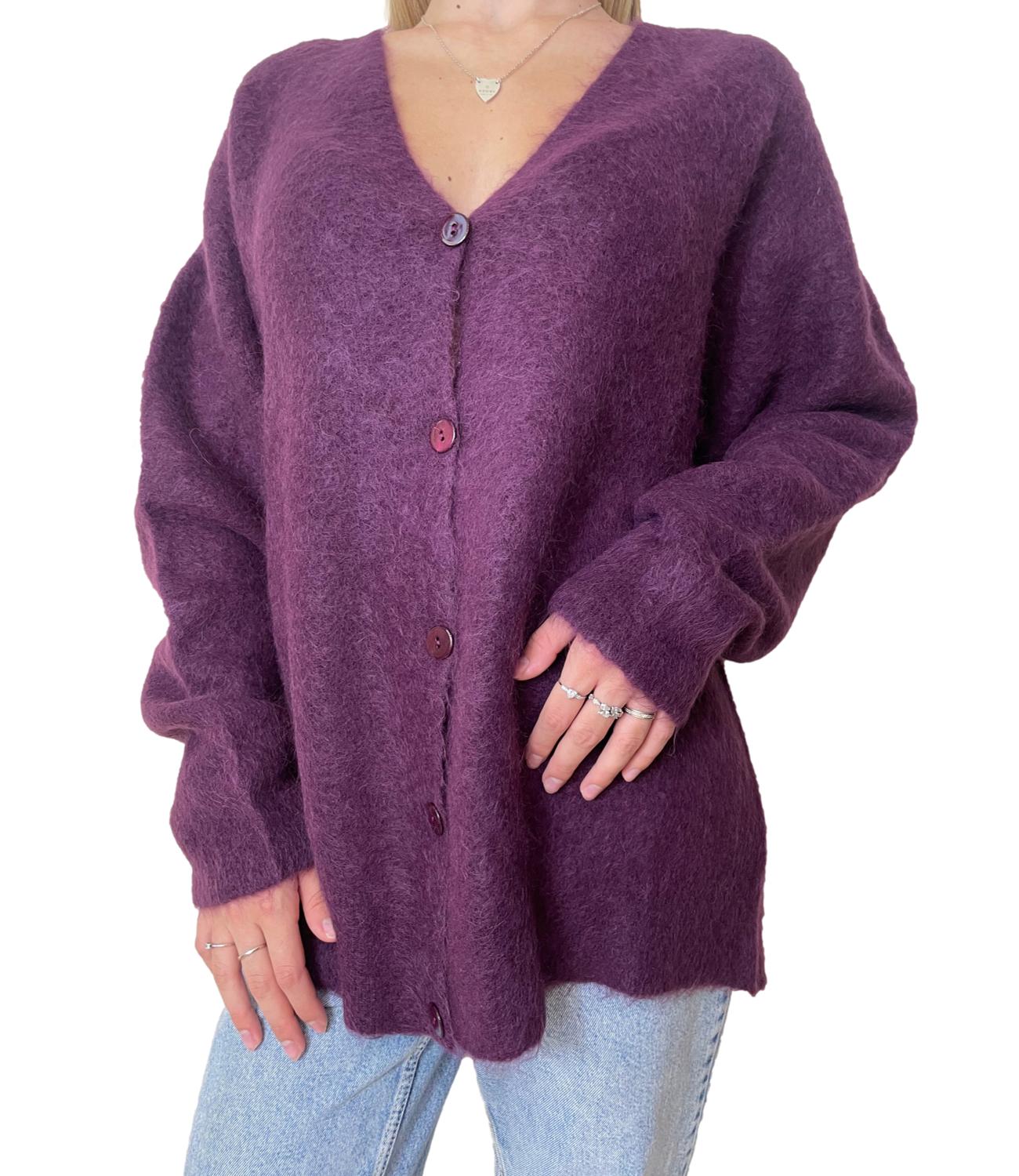 Kontatto Cardigan Lungo Melanzana Donna