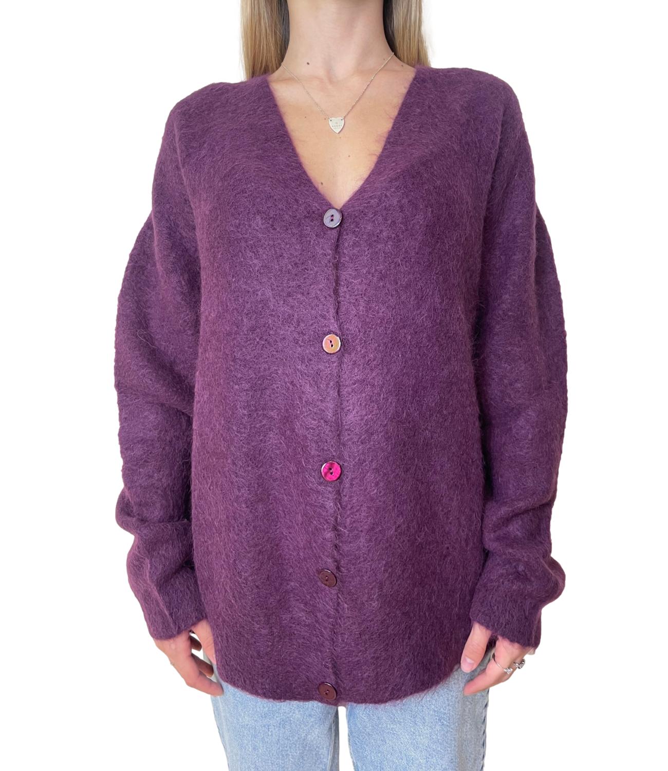 Kontatto Cardigan Lungo Melanzana Donna
