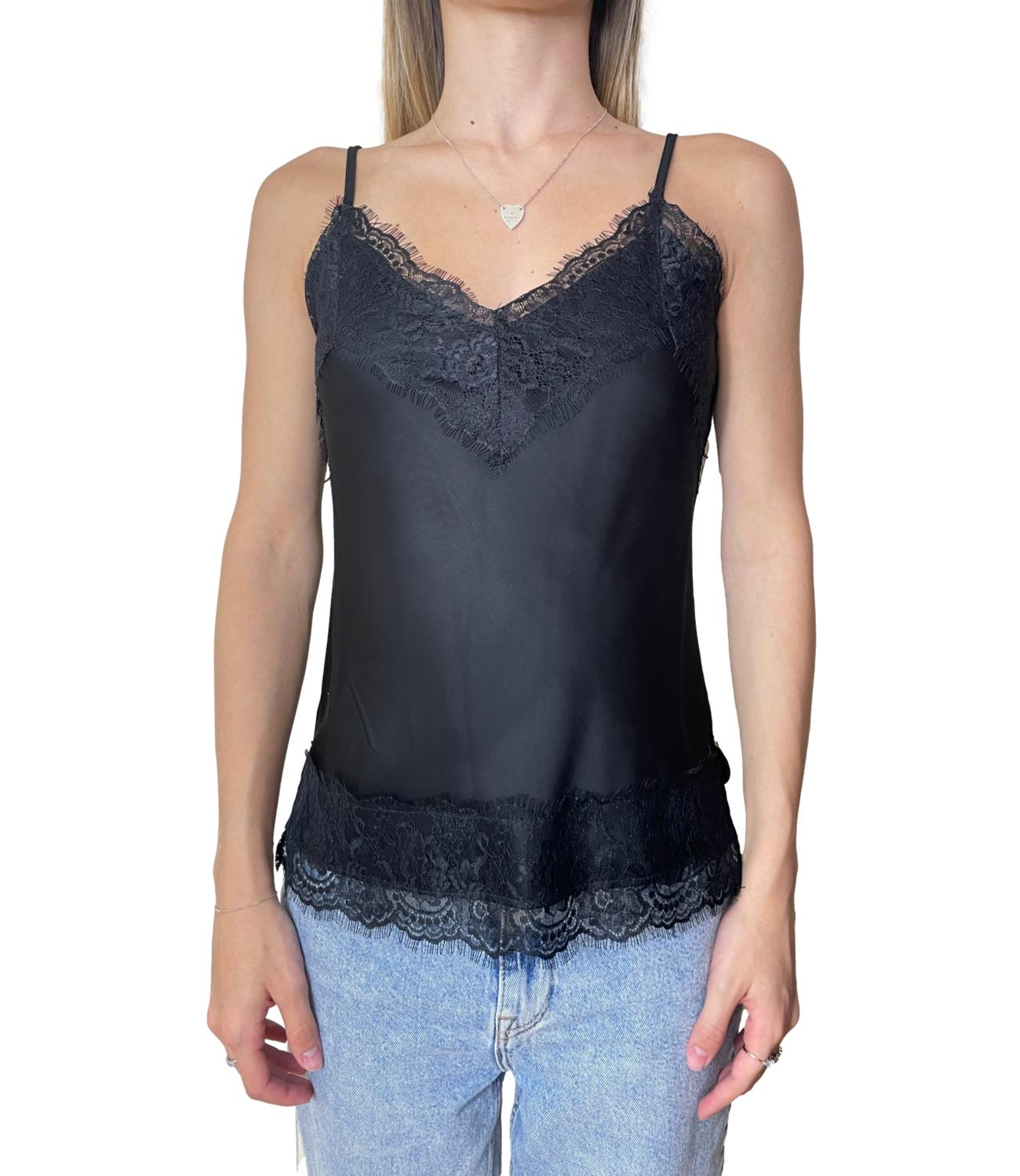 Kontatto Top Pizzo Nero Donna