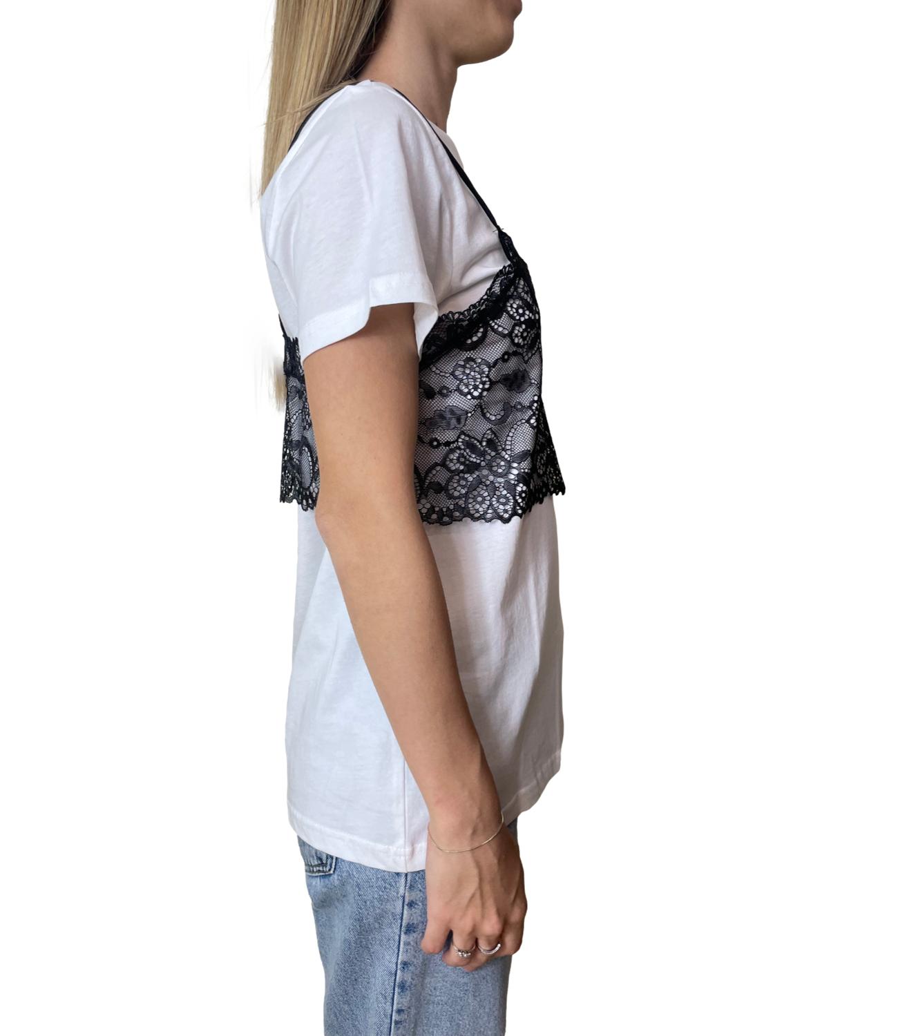 Kontatto T-shirt Pizzo Bianco Donna
