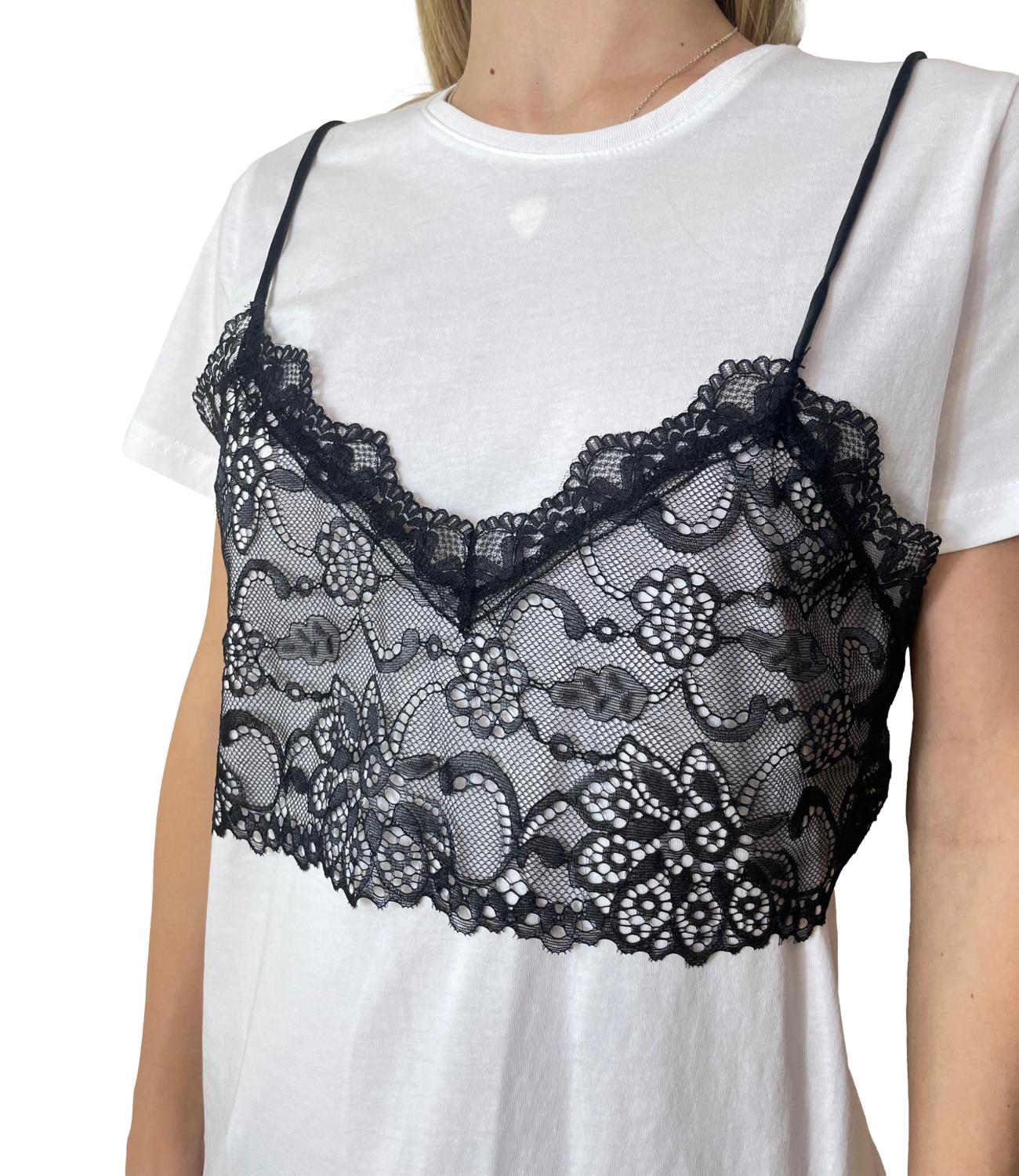 Kontatto T-shirt Pizzo Bianco Donna
