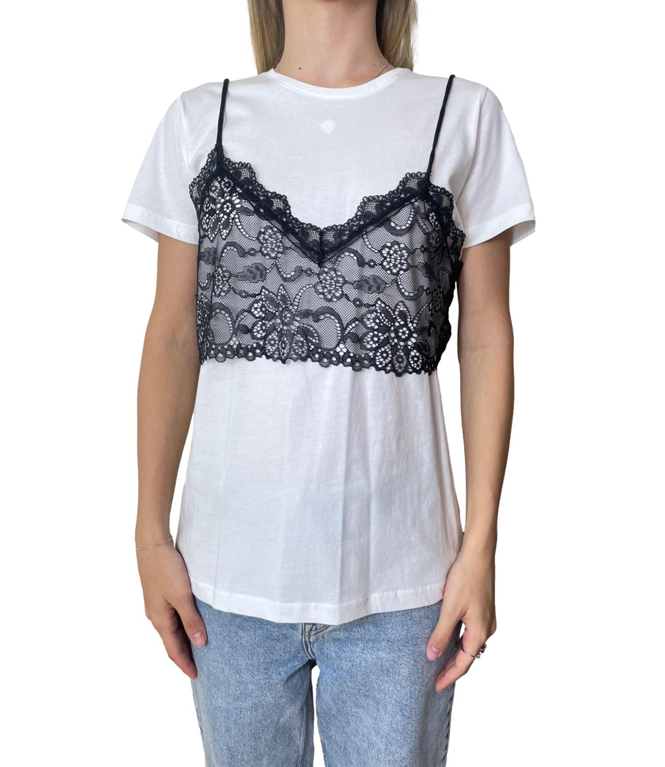 Kontatto T-shirt Pizzo Bianco Donna