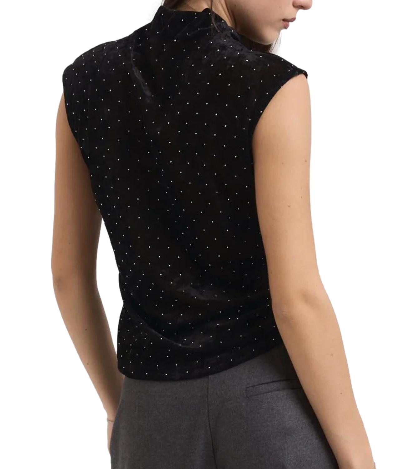 Kontatto Top Strass Nero Donna