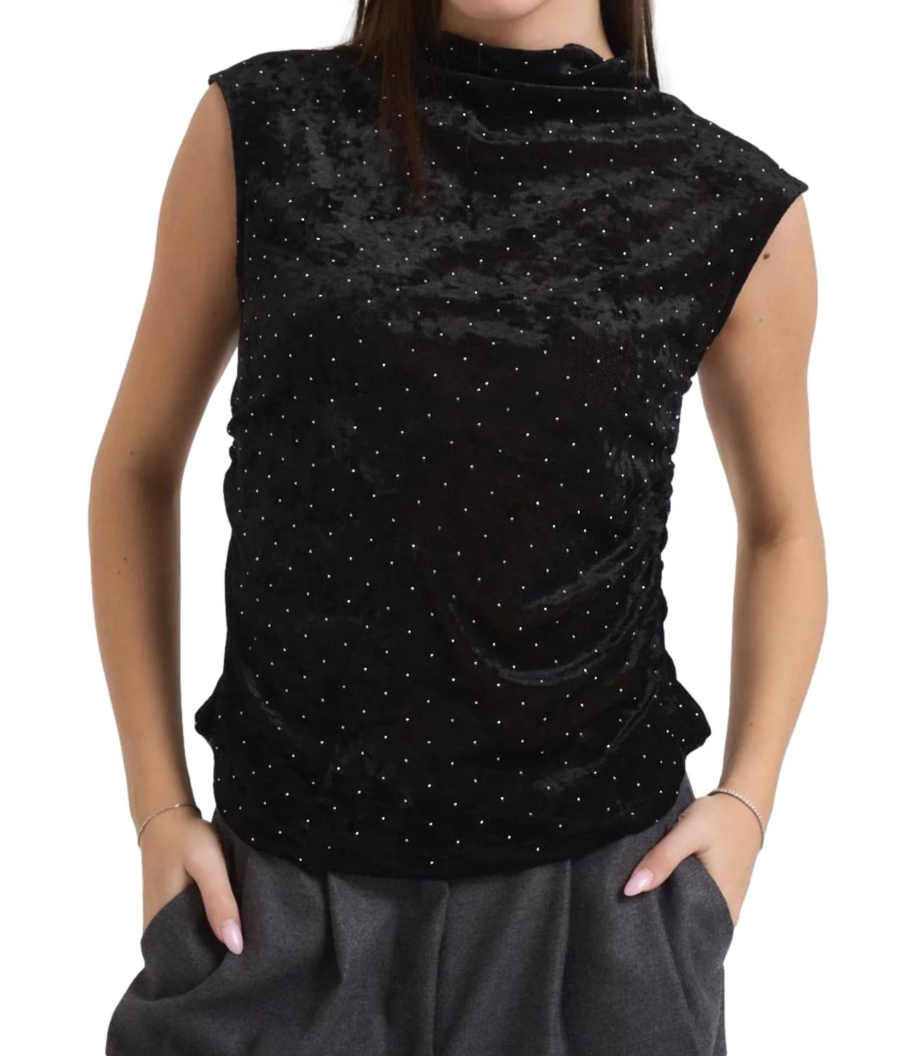 Kontatto Top Strass Nero Donna