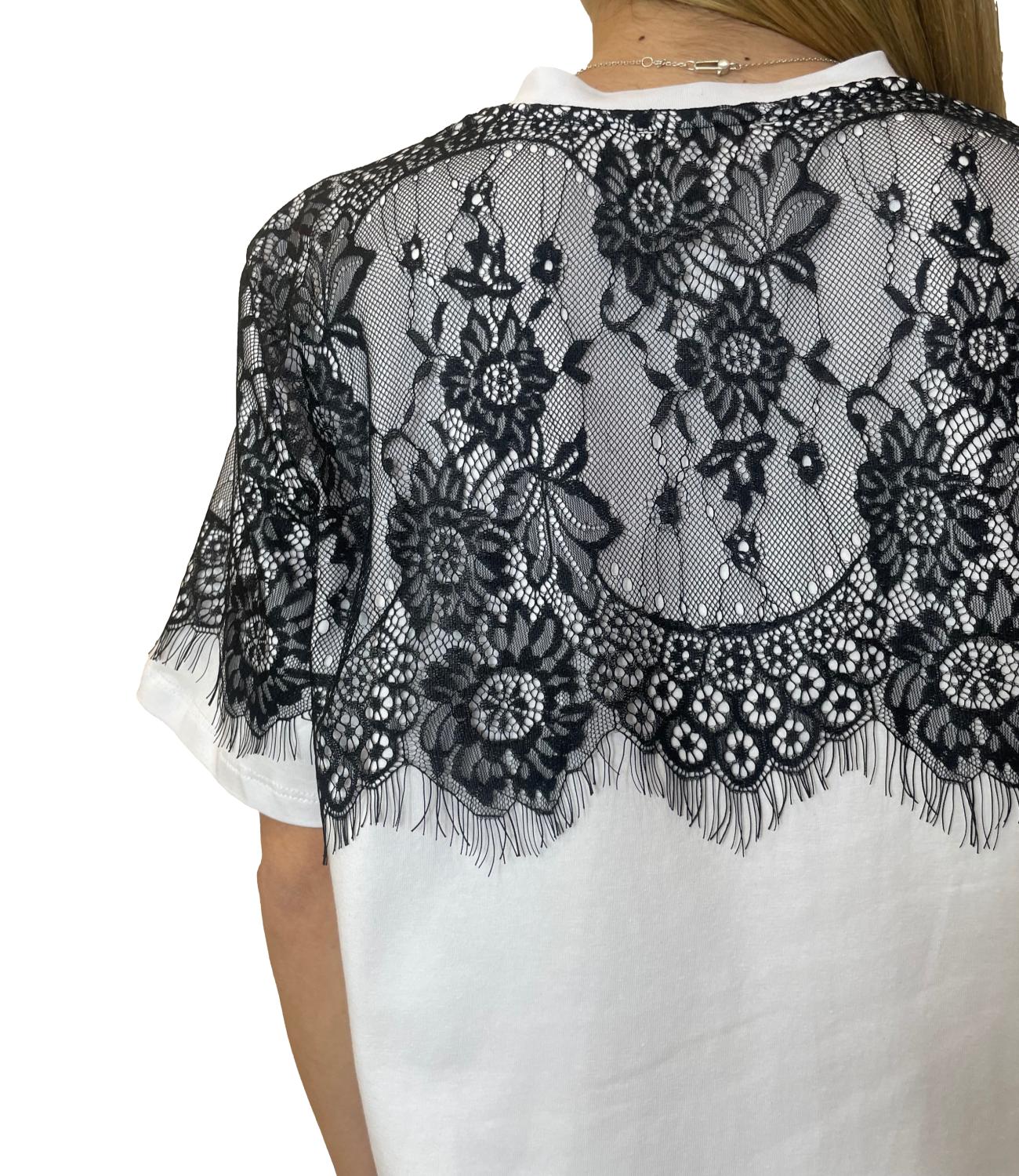 Kontatto T-shirt Pizzo Panna Donna