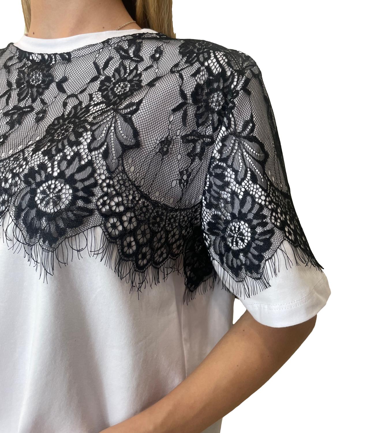 Kontatto T-shirt Pizzo Panna Donna