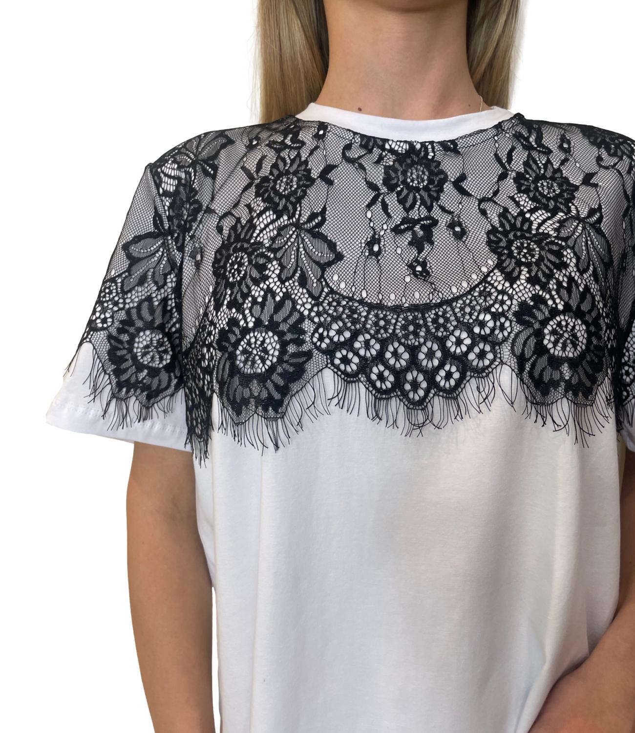 Kontatto T-shirt Pizzo Panna Donna