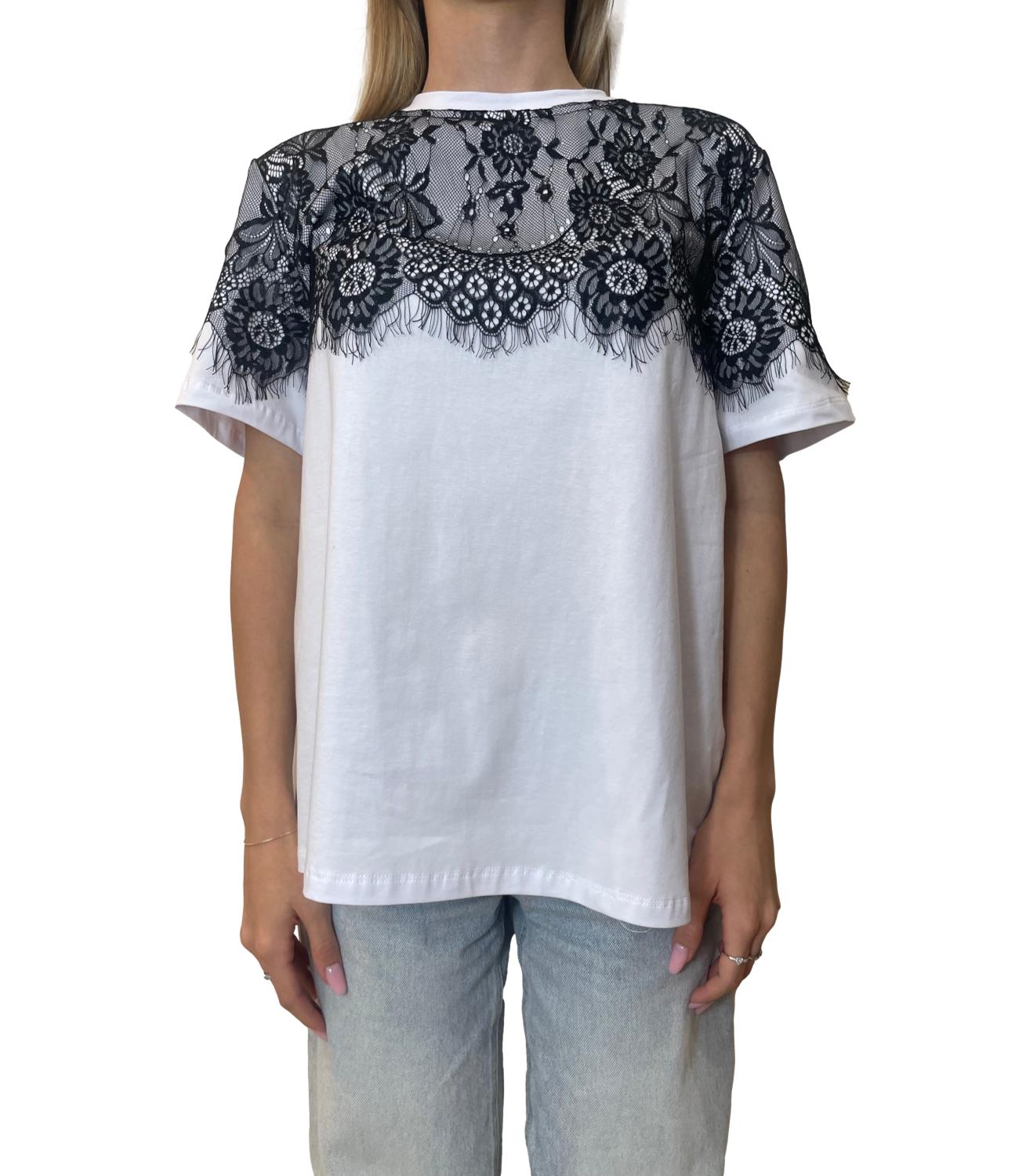 Kontatto T-shirt Pizzo Panna Donna