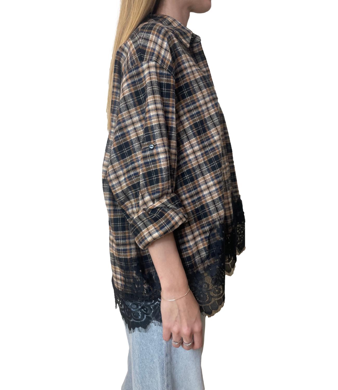 Motel Camicia Check Nero Donna