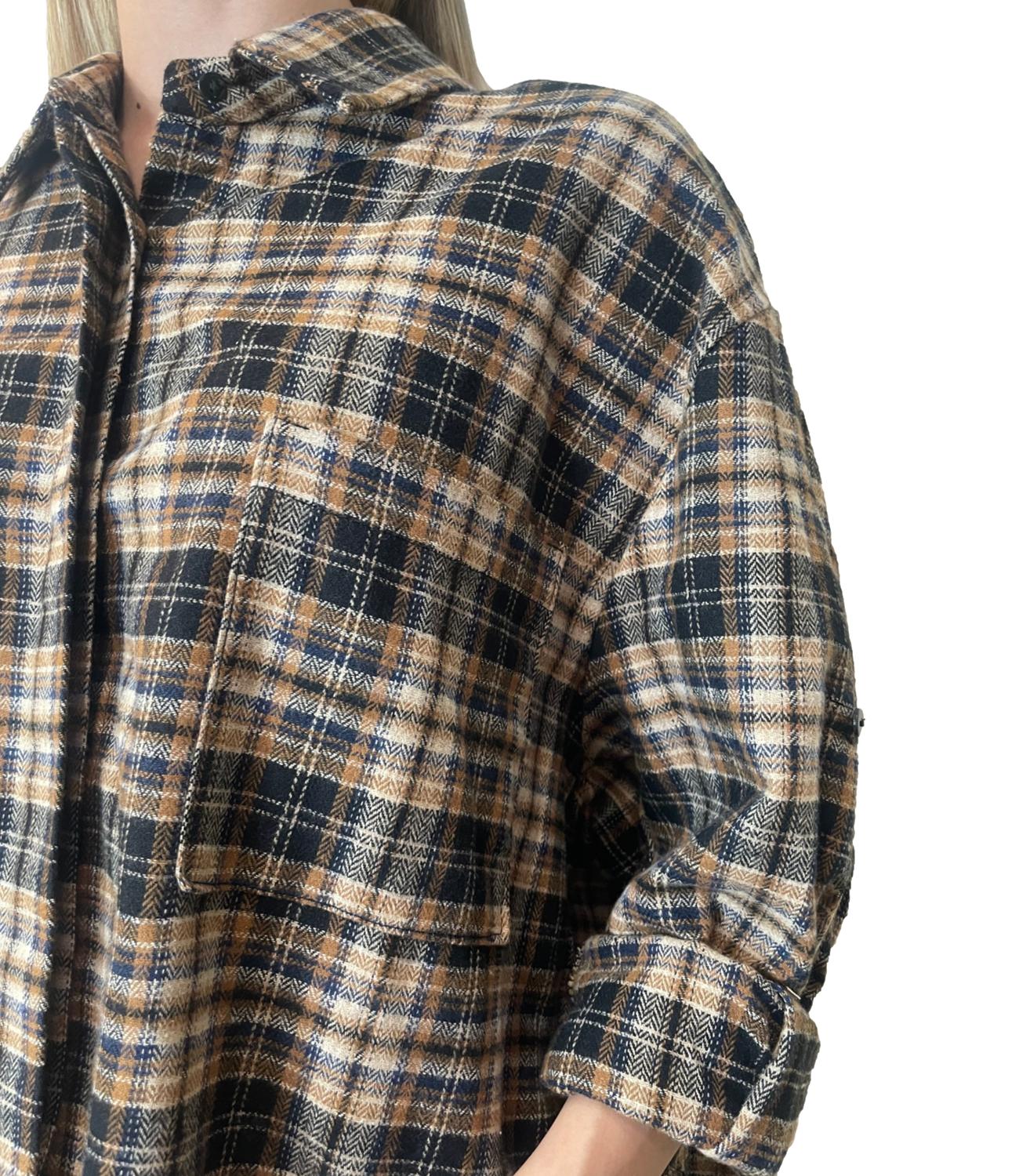 Motel Camicia Check Nero Donna