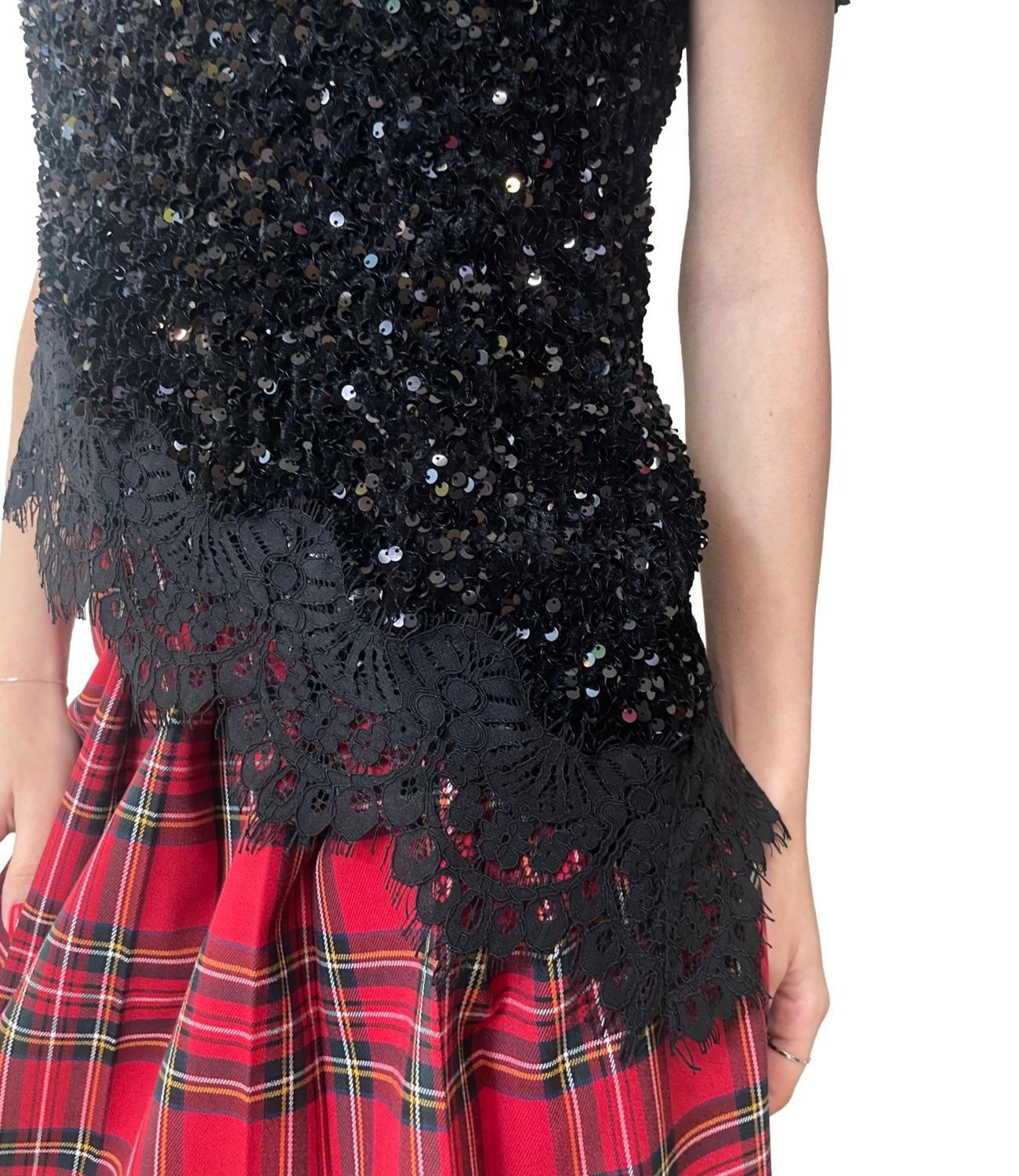 Motel Camicia Paillettes Nera Donna