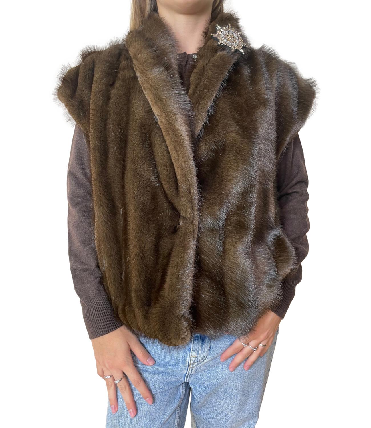 Motel Gilet Pelliccia Moro Donna