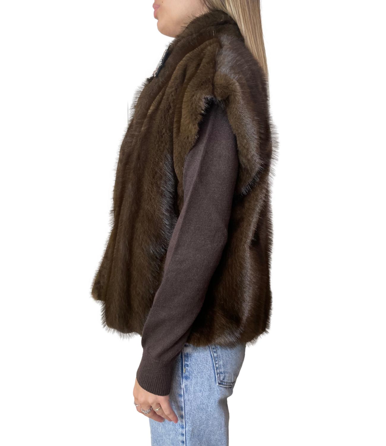 Motel Gilet Pelliccia Moro Donna