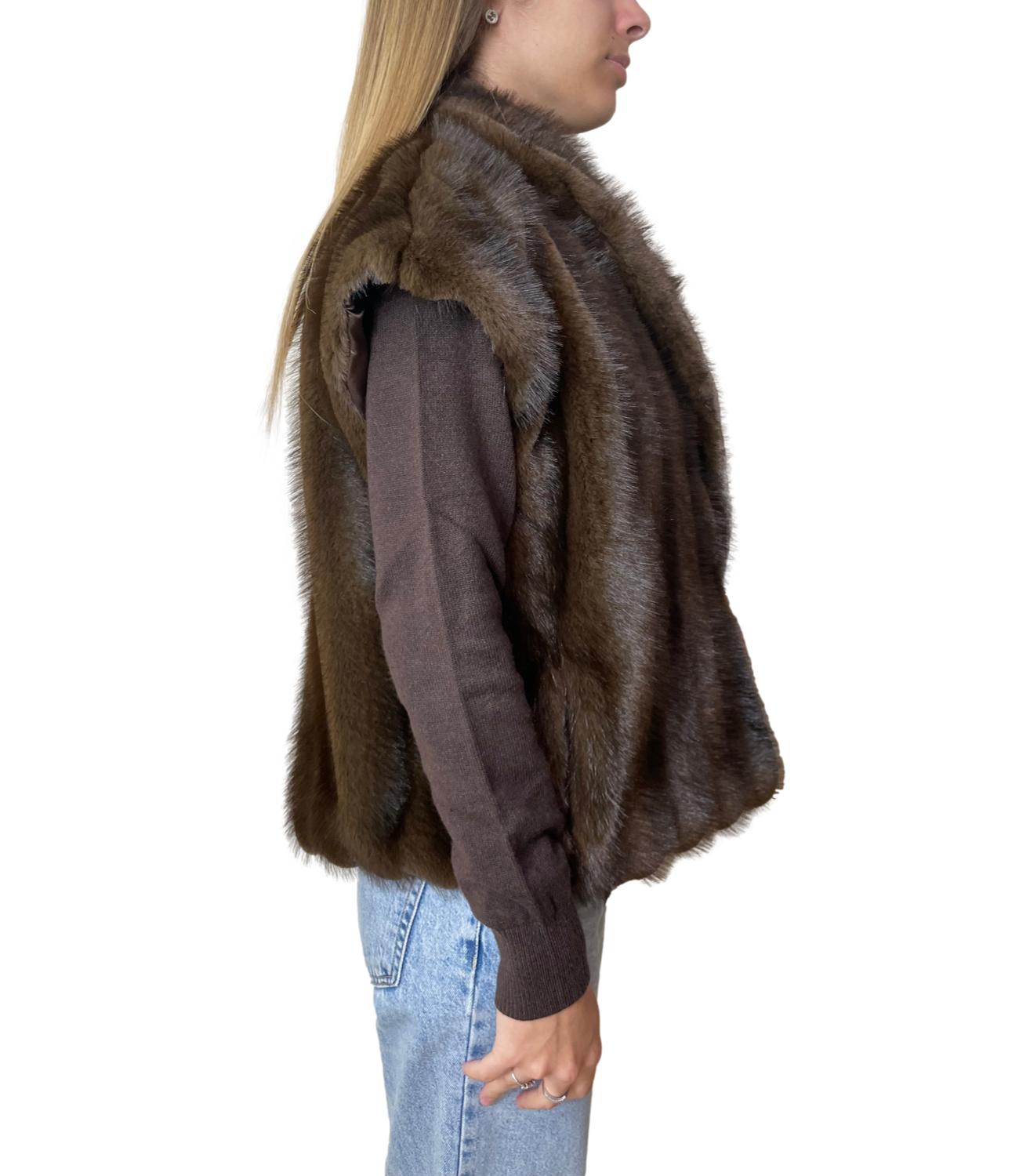 Motel Gilet Pelliccia Moro Donna