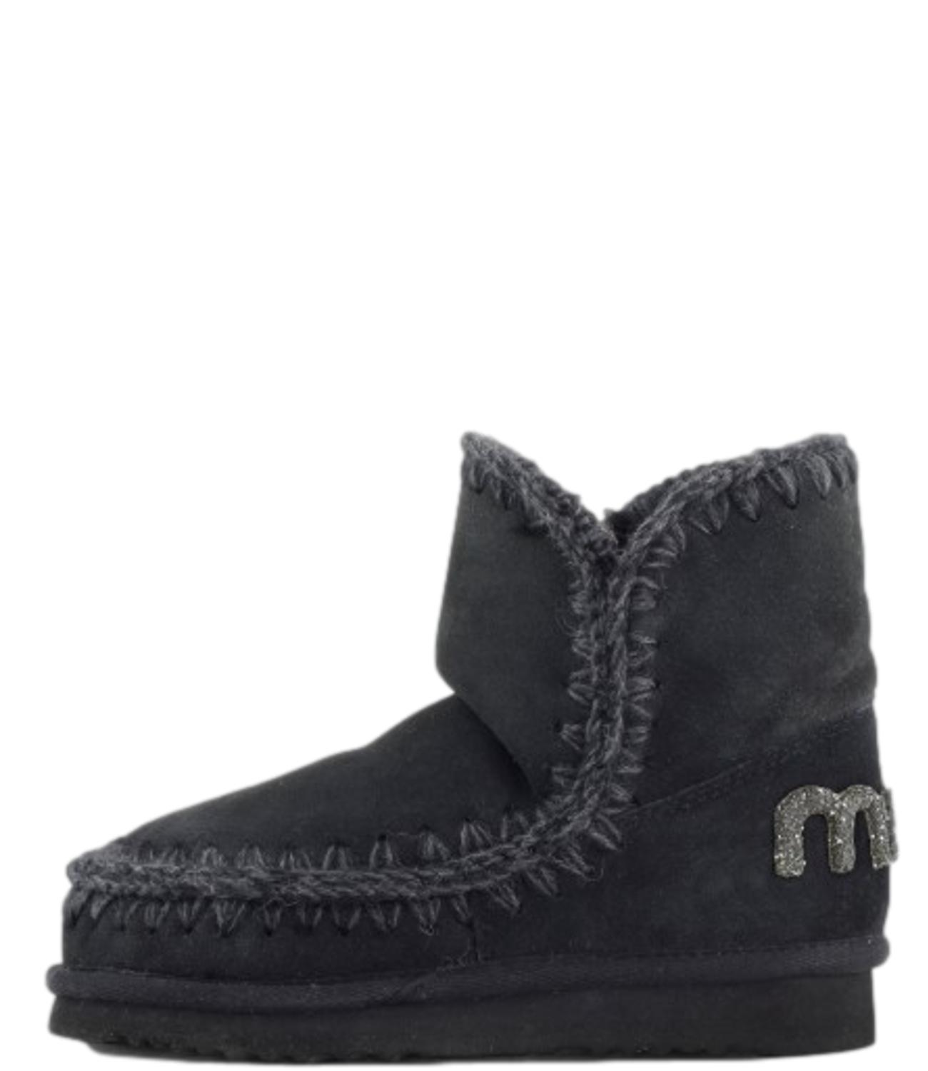 Mou stivali Eskimo 18 glitter logo nero donna