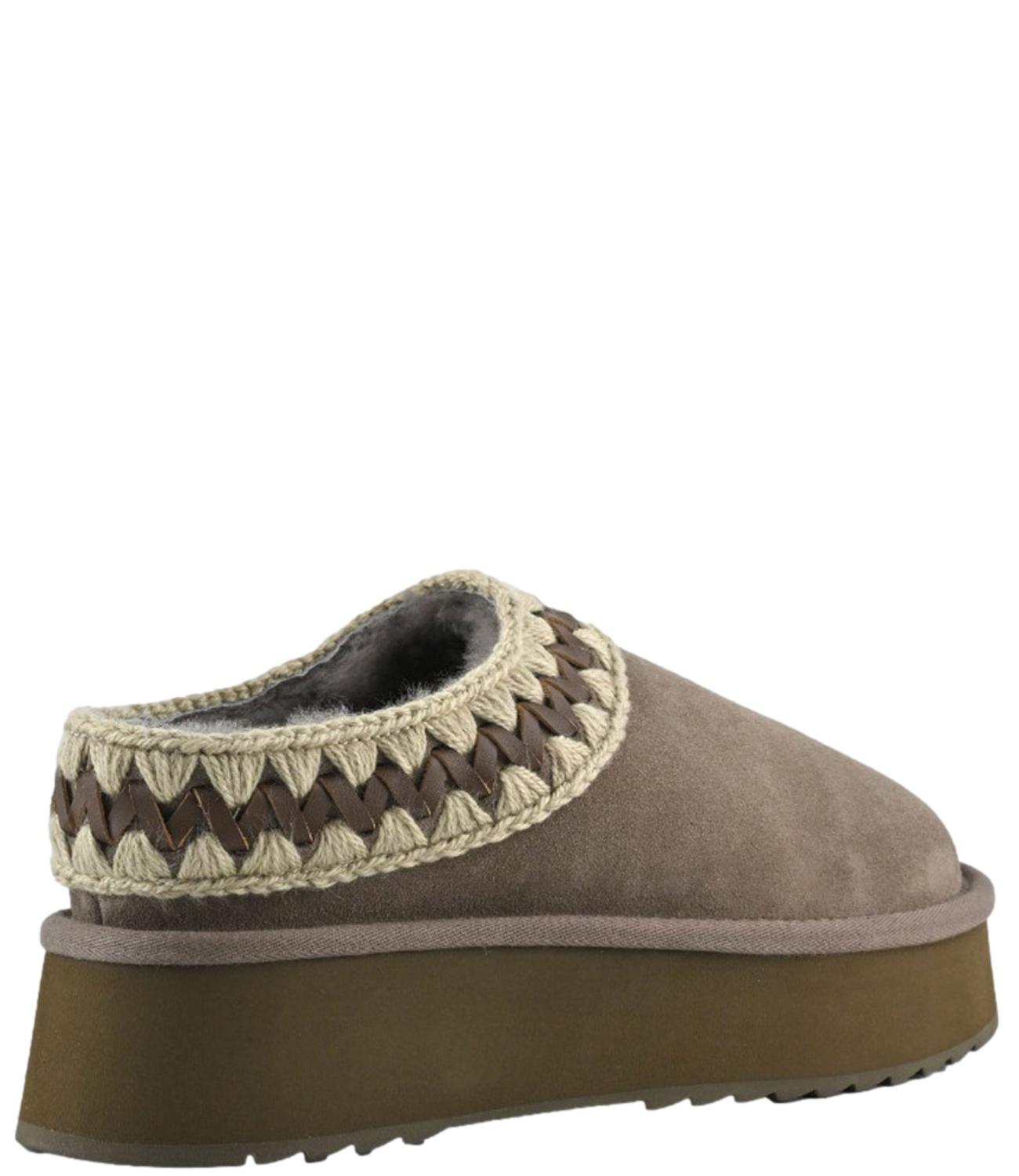 Mou Ciabatte Platform Clog Suede Leather Elephant Grey Donna
