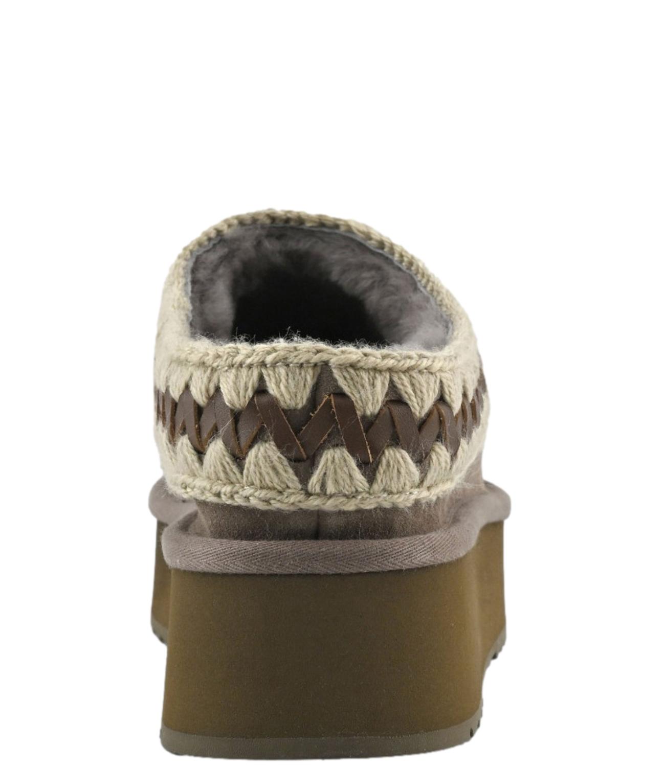 Mou Ciabatte Platform Clog Suede Leather Elephant Grey Donna