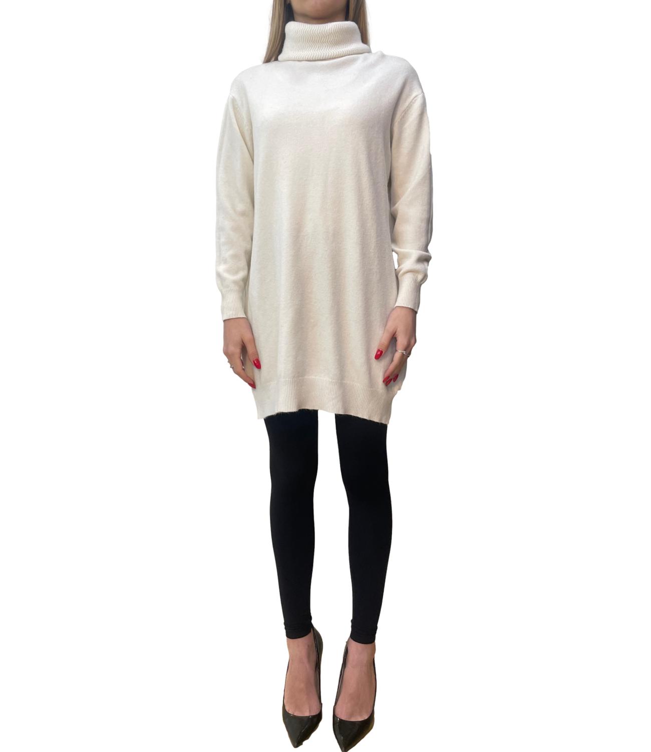 Studio It abito collo alto panna donna