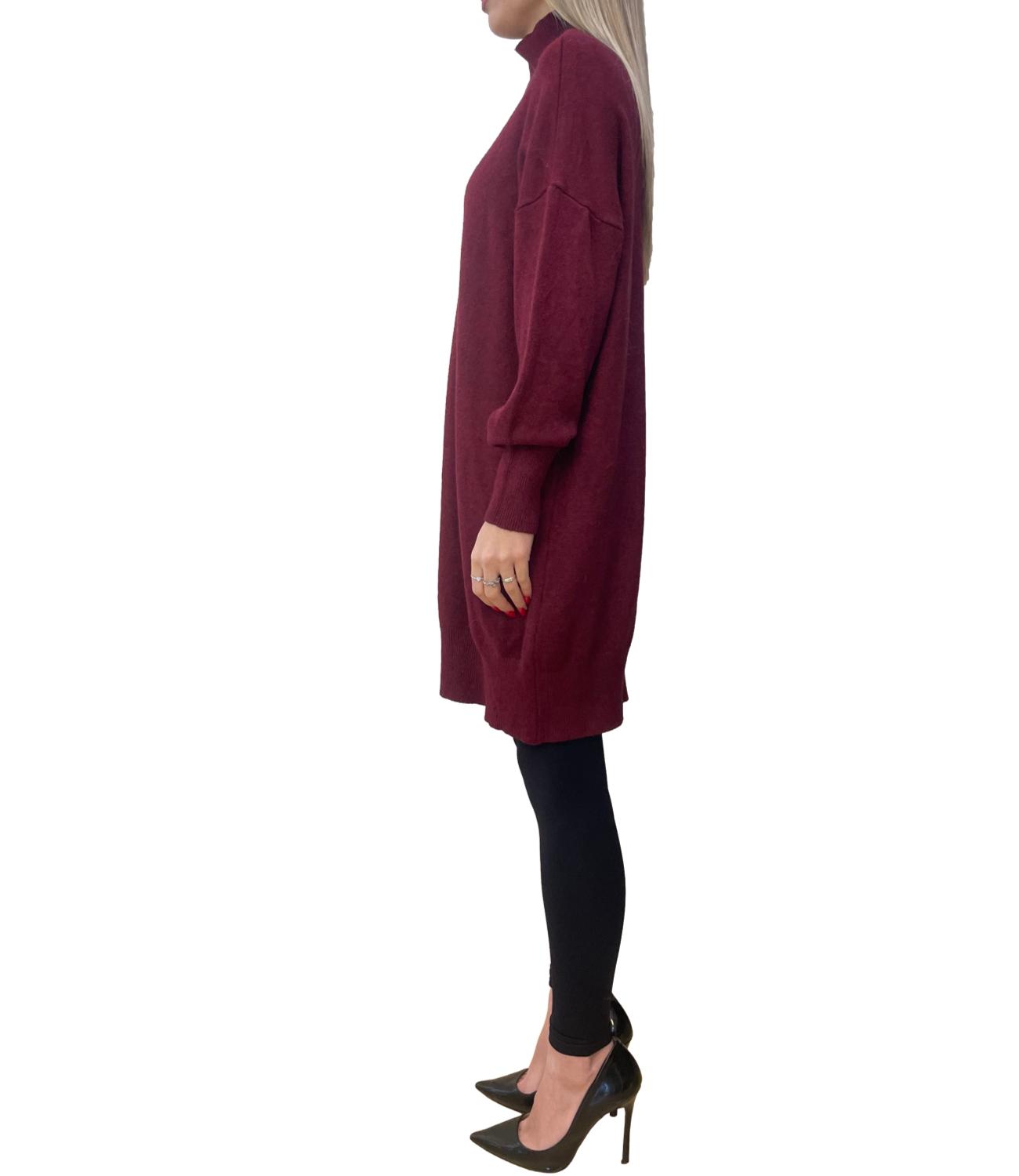Studio It abito collo alto bordeaux donna