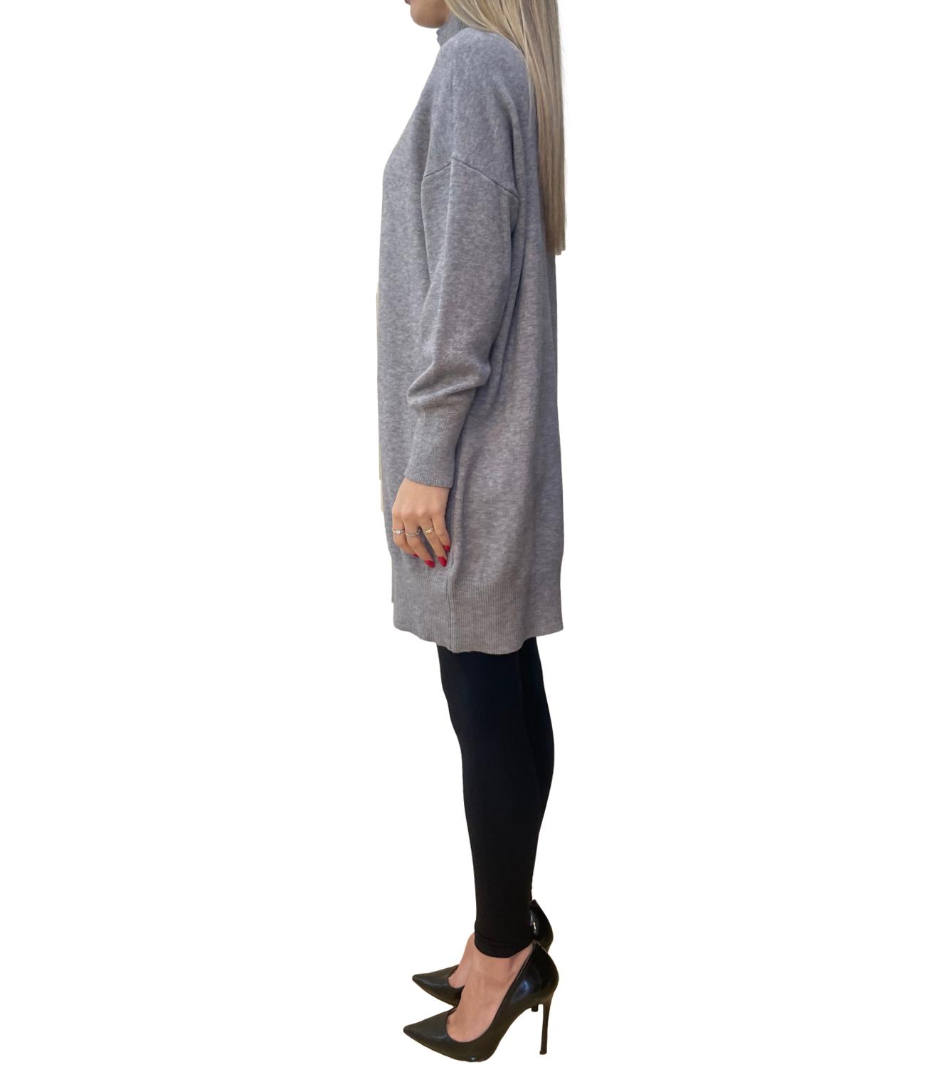 Studio It abito collo alto grigio donna