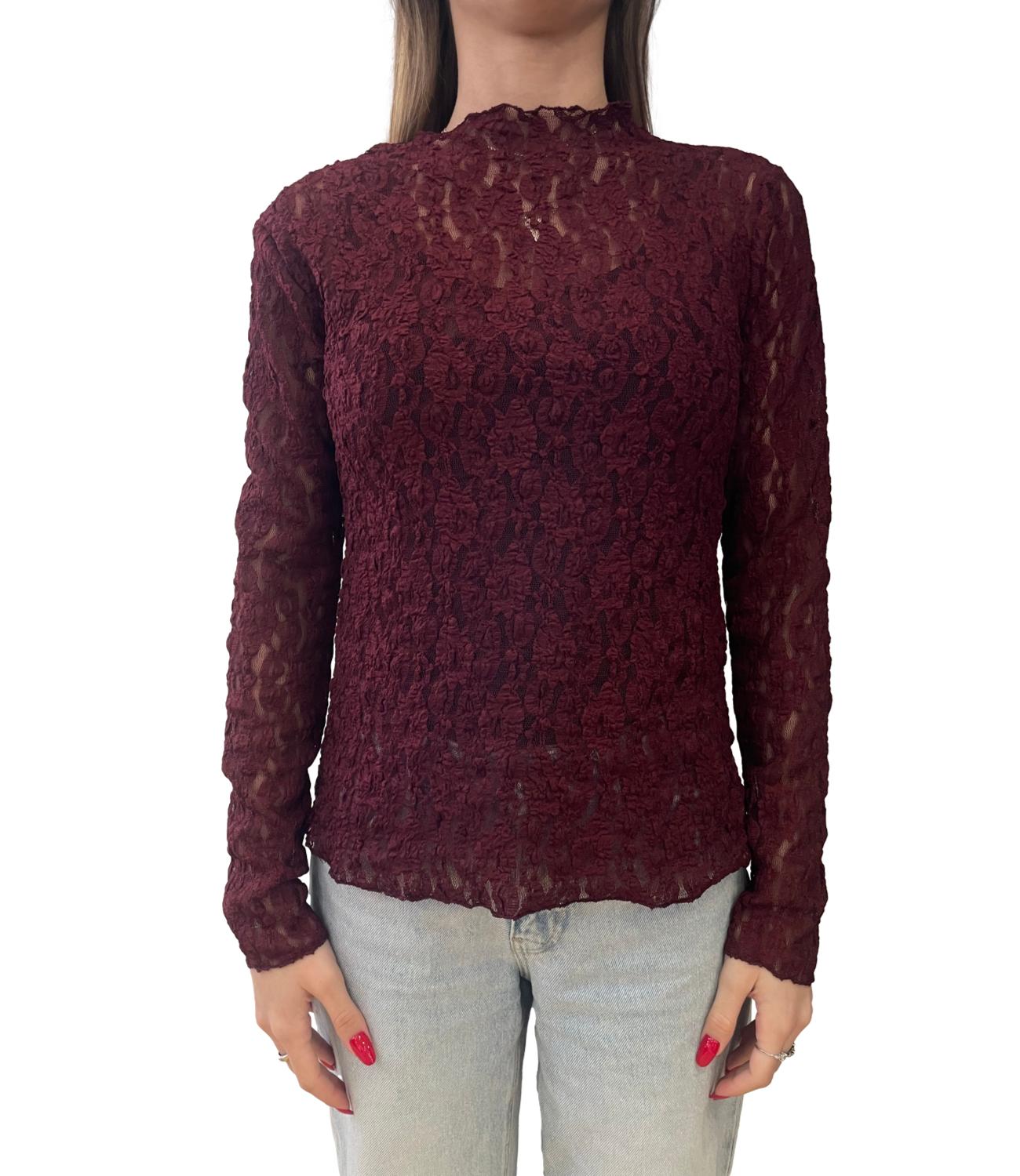 Studio It T-shirt pizzo Bordeaux Donna