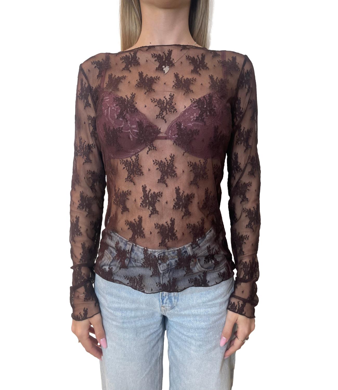 Susy Mix maglia pizzo moro donna