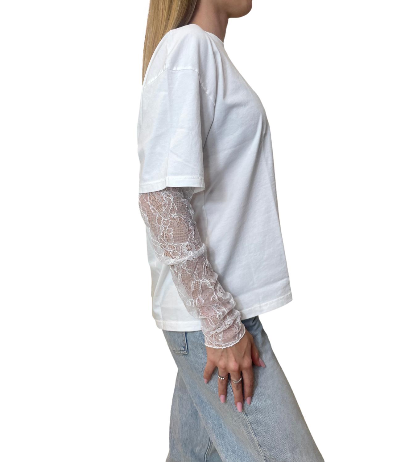 Susy Mix T-shirt Pizzo Latte Donna