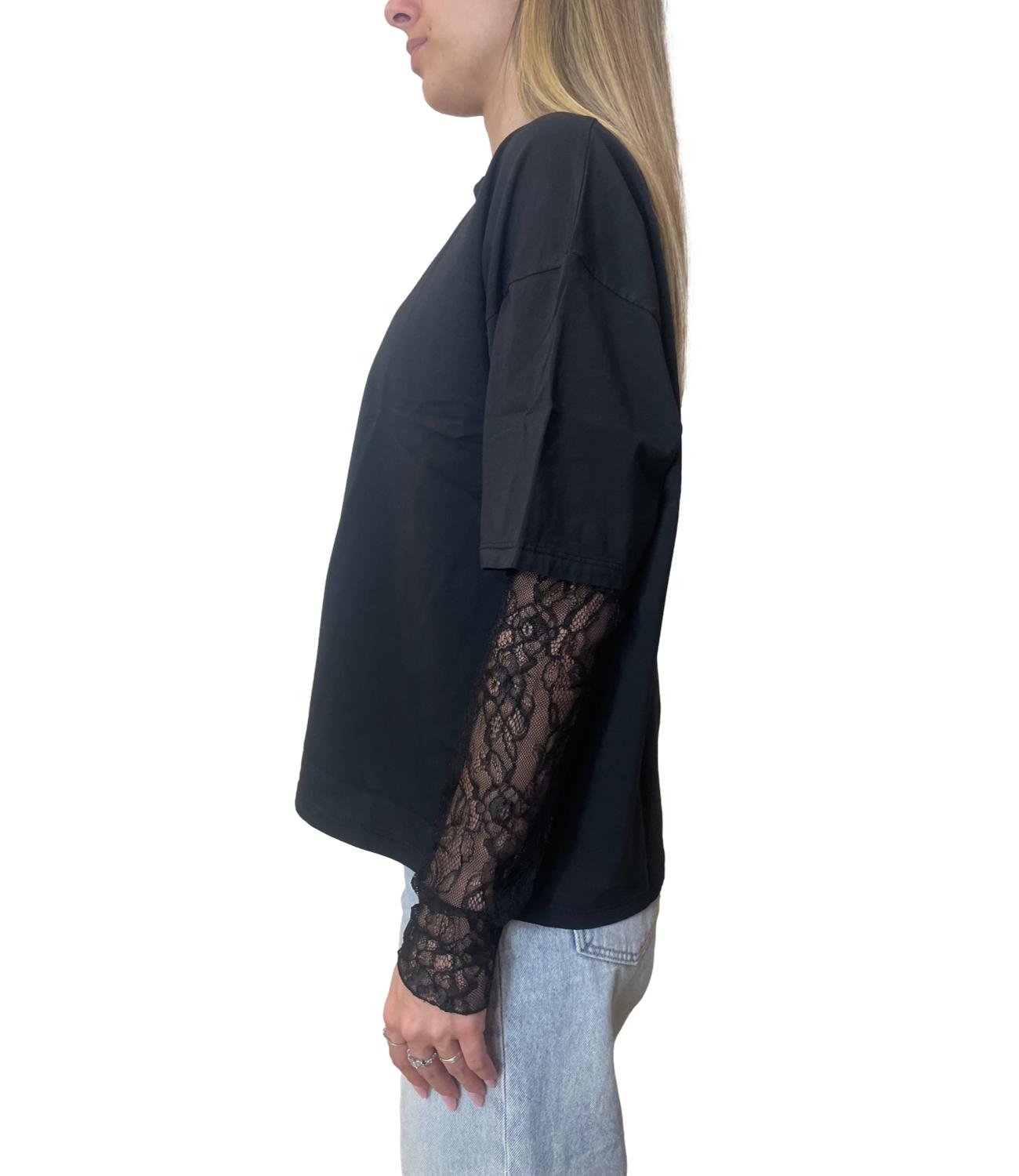 Susy Mix T-shirt Pizzo Nero Donna