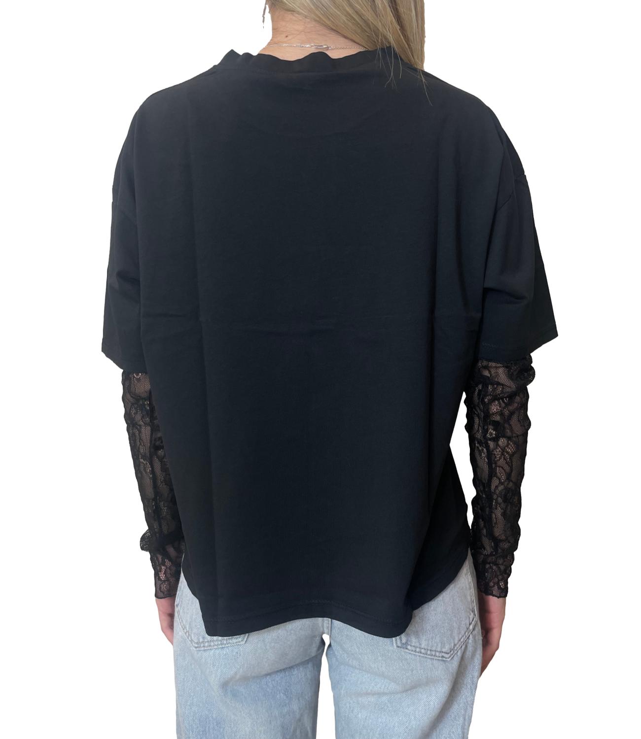 Susy Mix T-shirt Pizzo Nero Donna