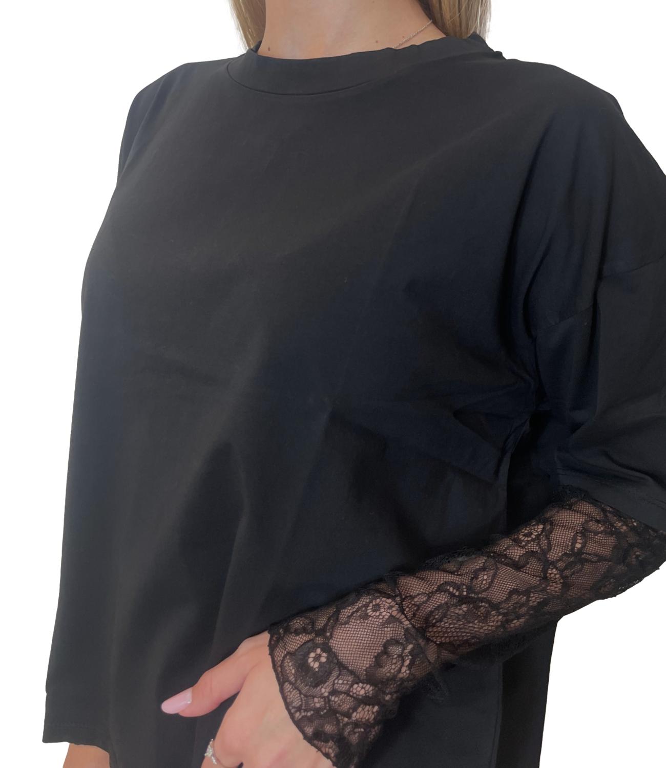 Susy Mix T-shirt Pizzo Nero Donna
