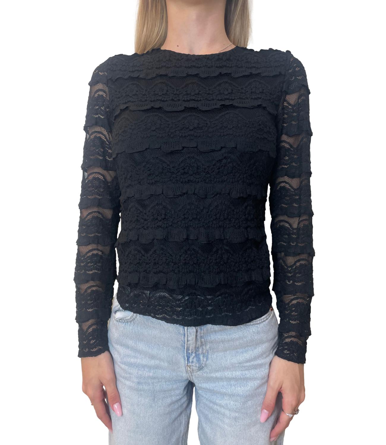 Susy Mix Maglia Pizzo Nero Donna