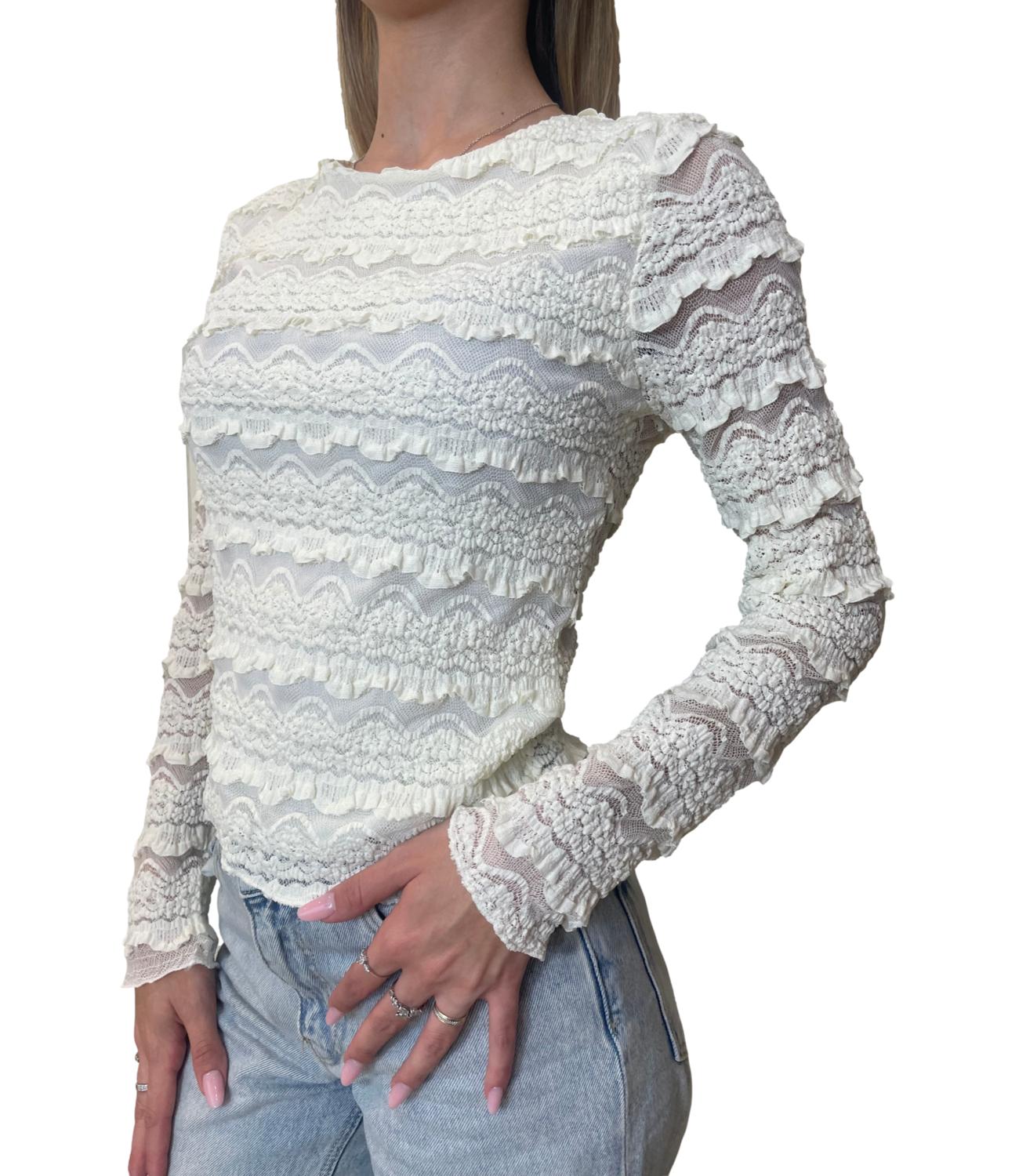 Susy Mix Maglia Pizzo Panna Donna