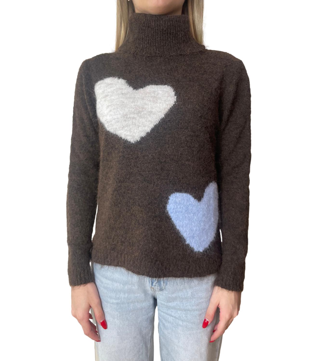 Susy Mix maglia raglan cuori moro donna