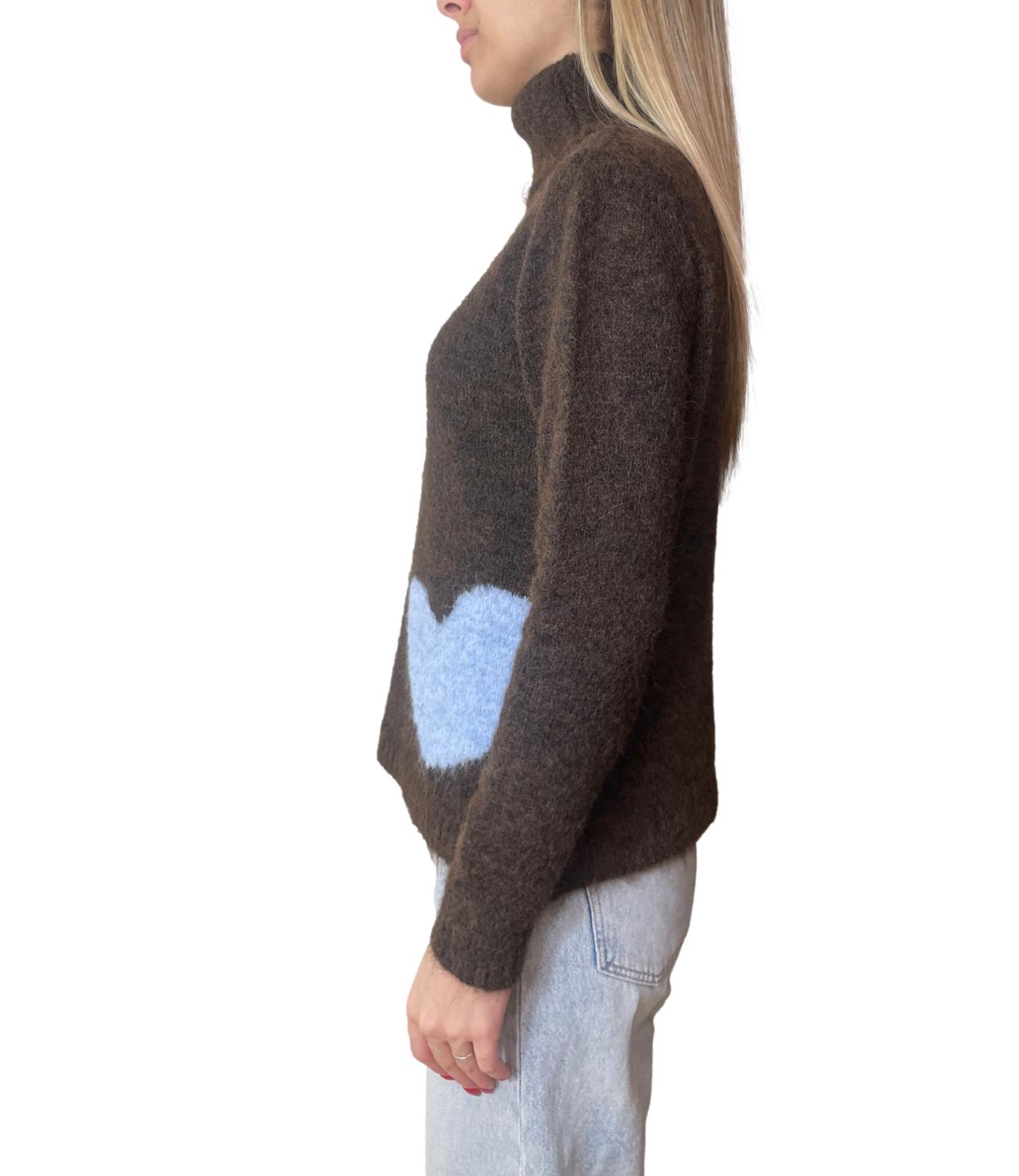 Susy Mix maglia raglan cuori moro donna