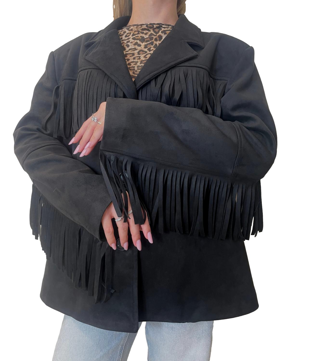 Susy Mix Giacca Frange Nero Donna