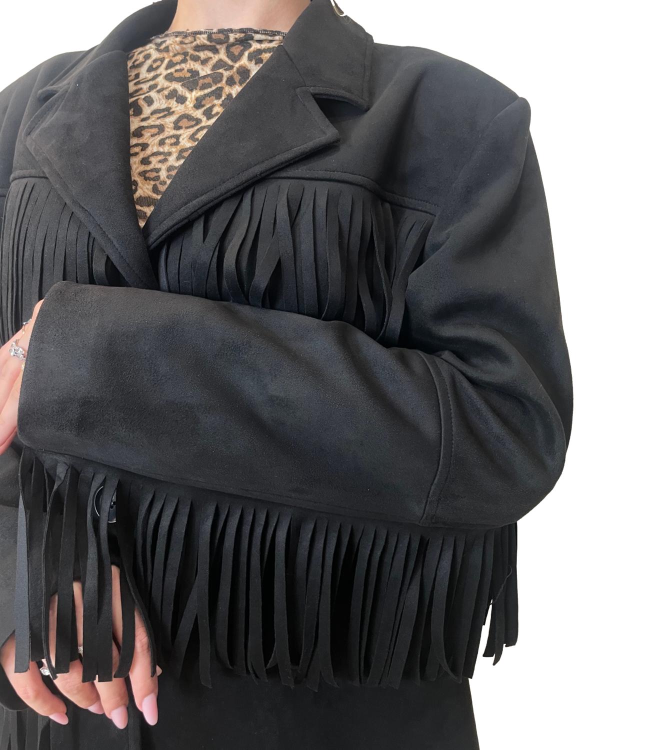Susy Mix Giacca Frange Nero Donna