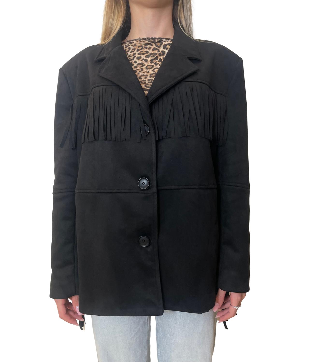 Susy Mix Giacca Frange Nero Donna