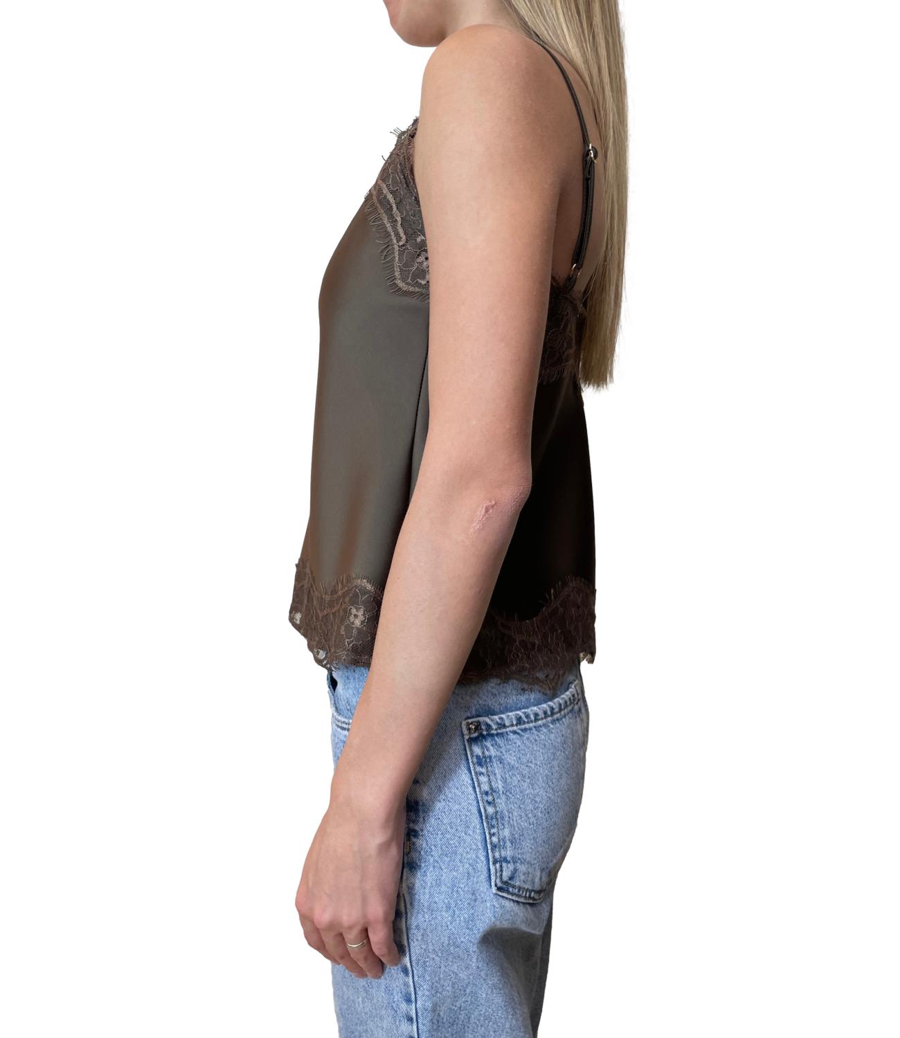 Susy Mix Top Pizzo Fango Donna