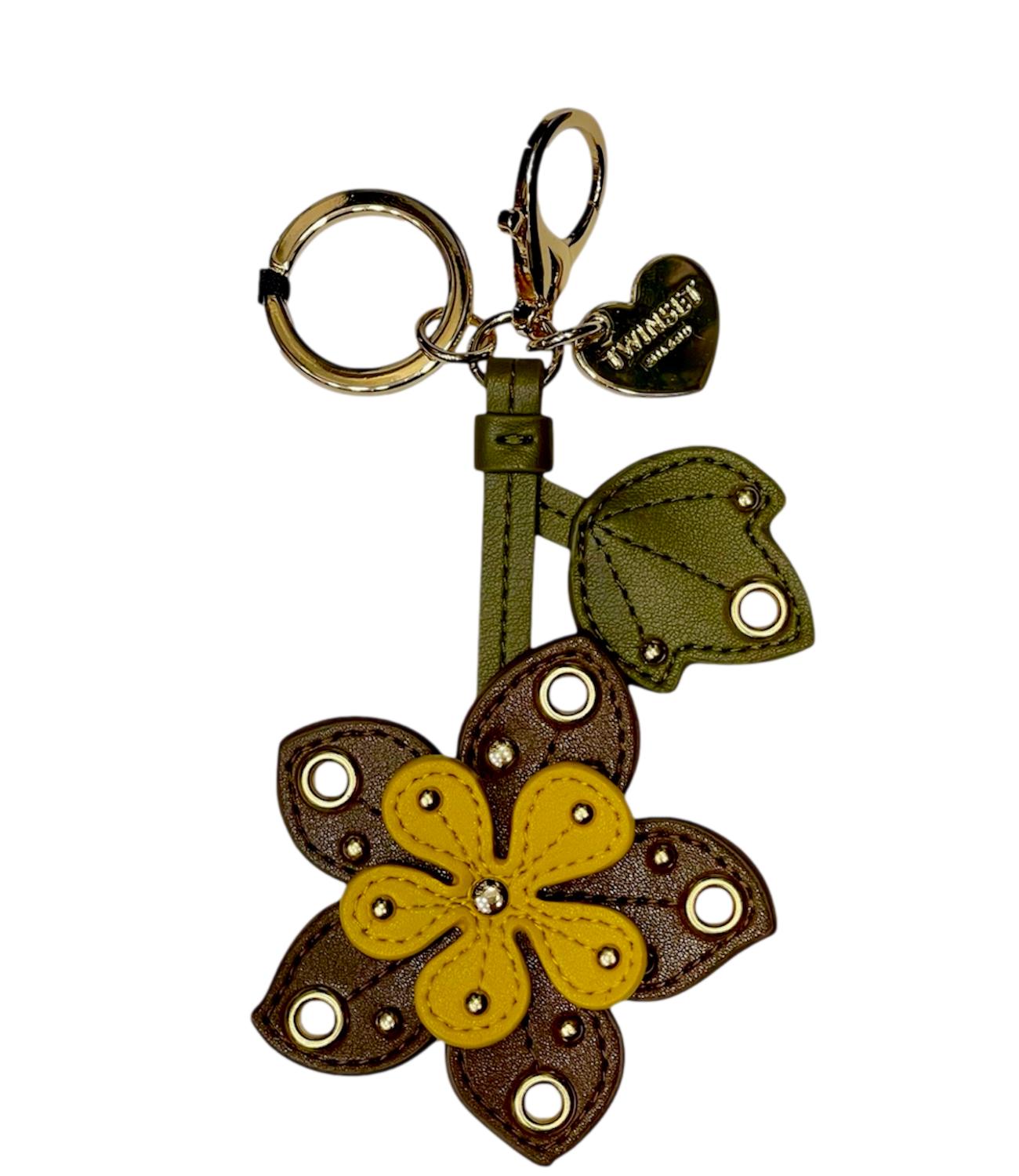 Twinset Portachiavi "Flower Poited" Bic.Black Chocolate/Mustard Donna