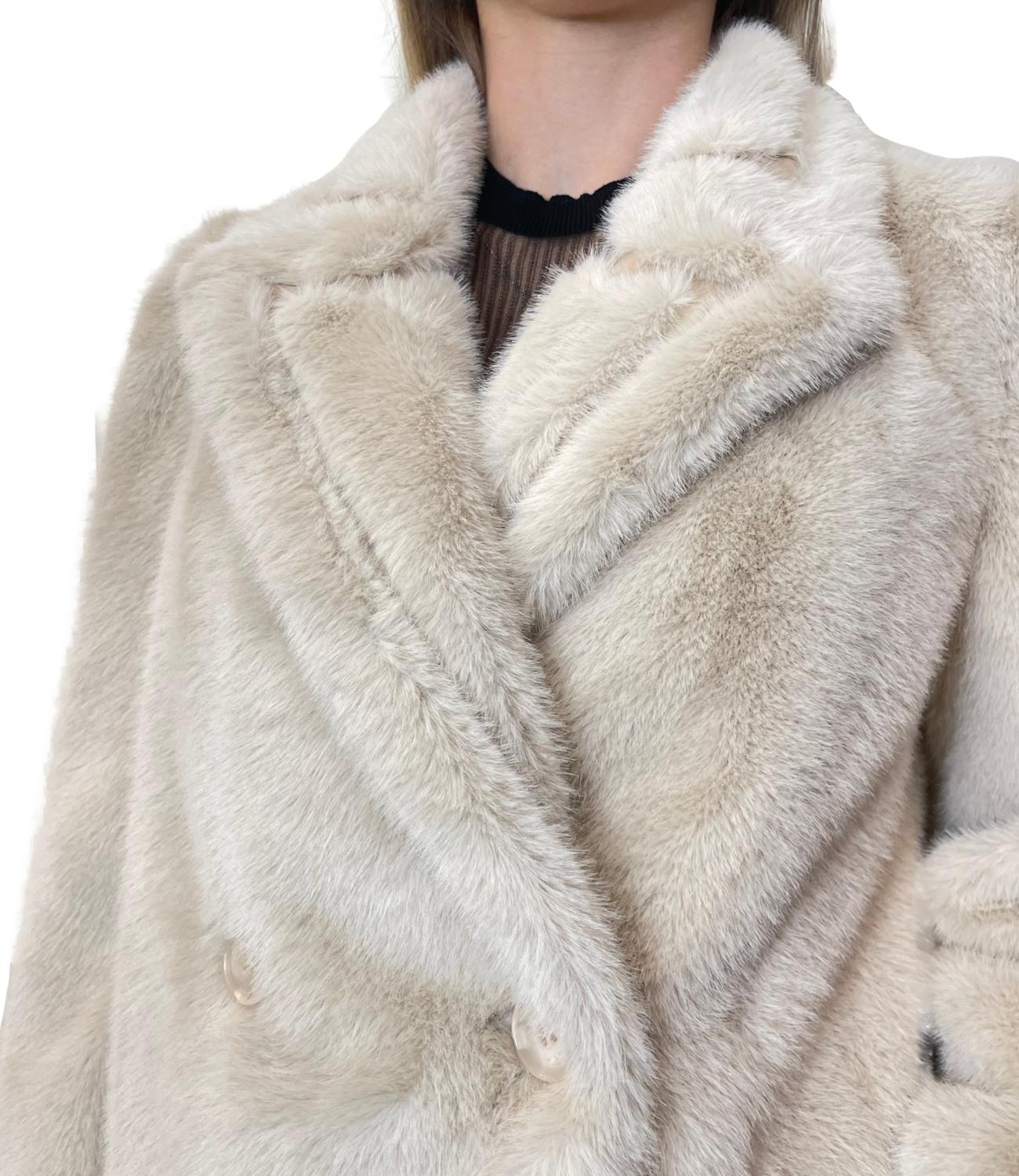 Twinset Cappotto Ecopelliccia Light Natural Donna