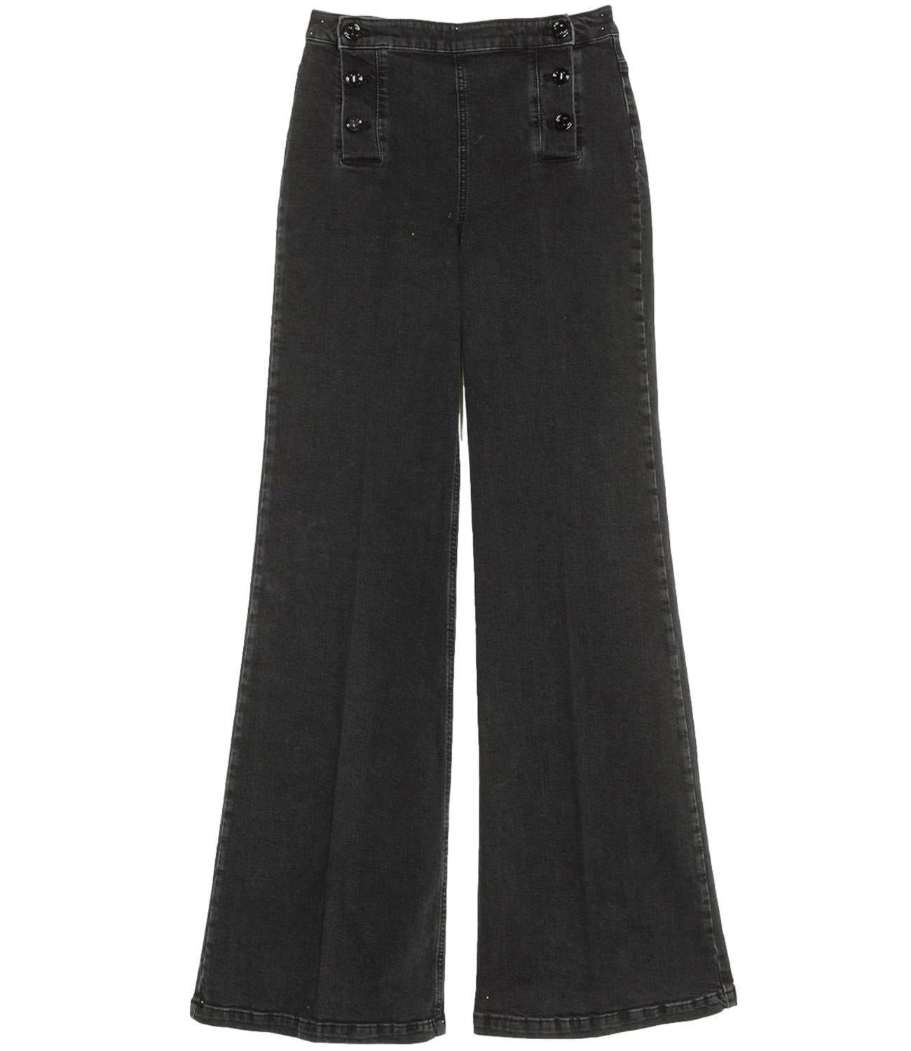 Twinset Jeans Wide Leg C/Bottoni Nero Donna