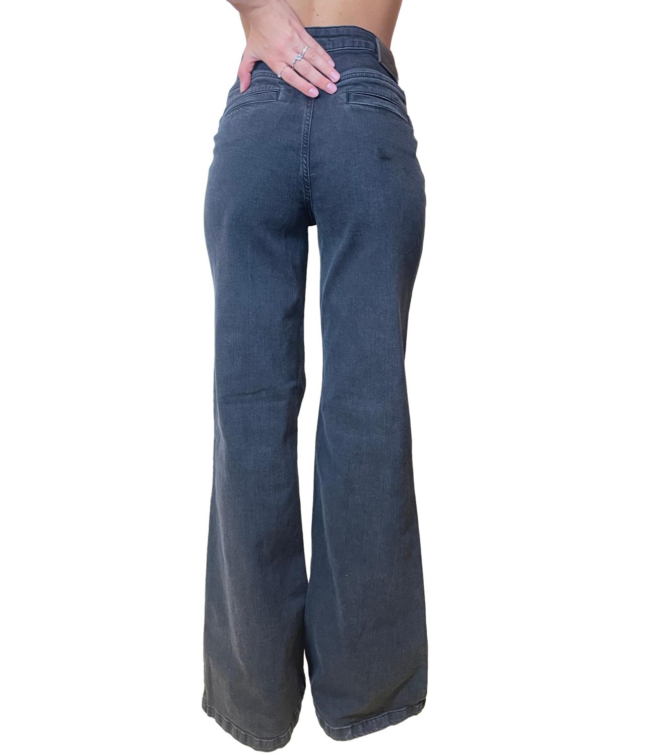 Twinset Jeans Wide Leg C/Bottoni Nero Donna
